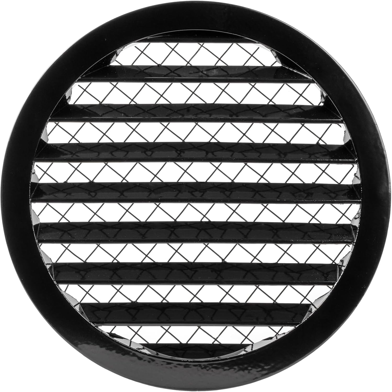 Repa Market 8" Inch / 200mm Black Vent Cover - Aluminum - Industrial Round Air Vent Louver - Metal Soffit Vent with Screen - Mesh - Round Vent Grille for House Or Garage Wall