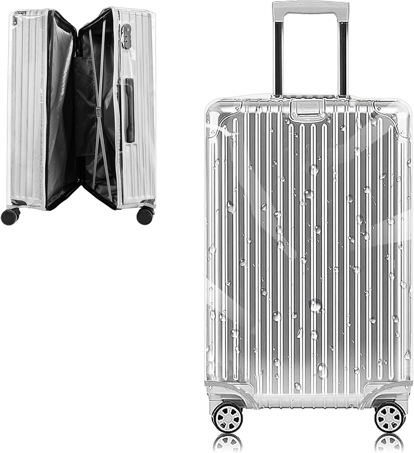 Yotako Upgraded Zippered Clear PVC Suitcase Cover, 28 Inch Luggage Covers for Suitcase Luggage Protector Cover 28''