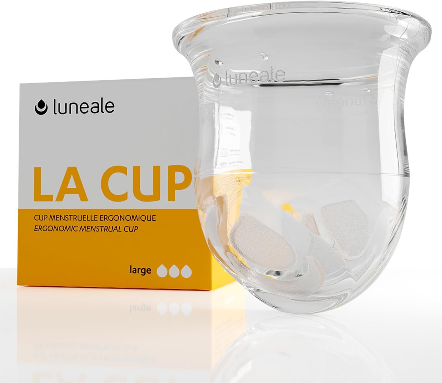 La Cup Luneale - Reusable Stemless Menstrual Cup - Patented Ergonomic Design Created with Midwives - 100% Platinum Medical-Grade Silicone - Ultra-Comfortable - Size L (Heavy to Very Heavy Flow)