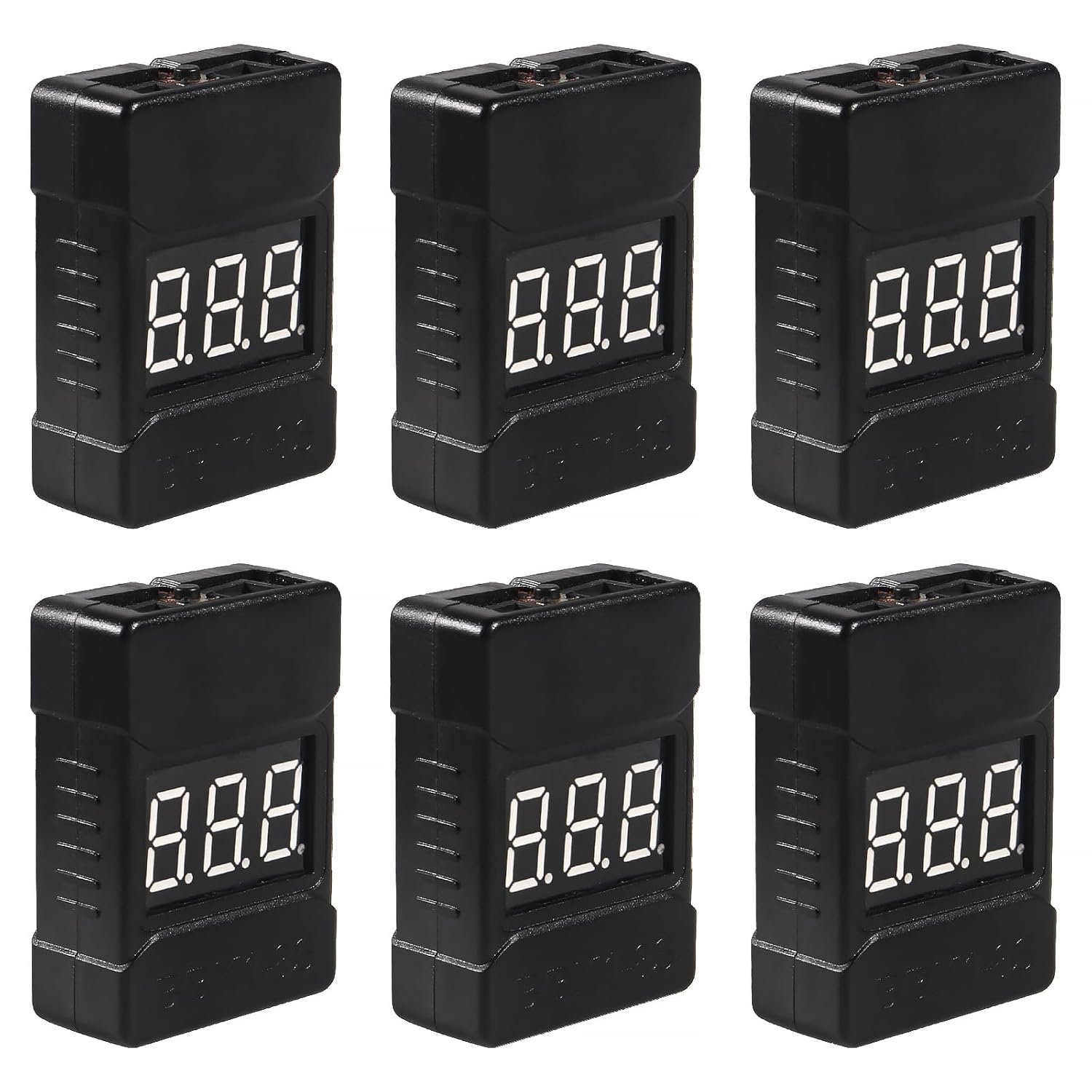 6pcs RC 1-8S Battery Tester Monitor LiPo Battery Checker Low Voltage Buzzer Alarm with LED Indicator