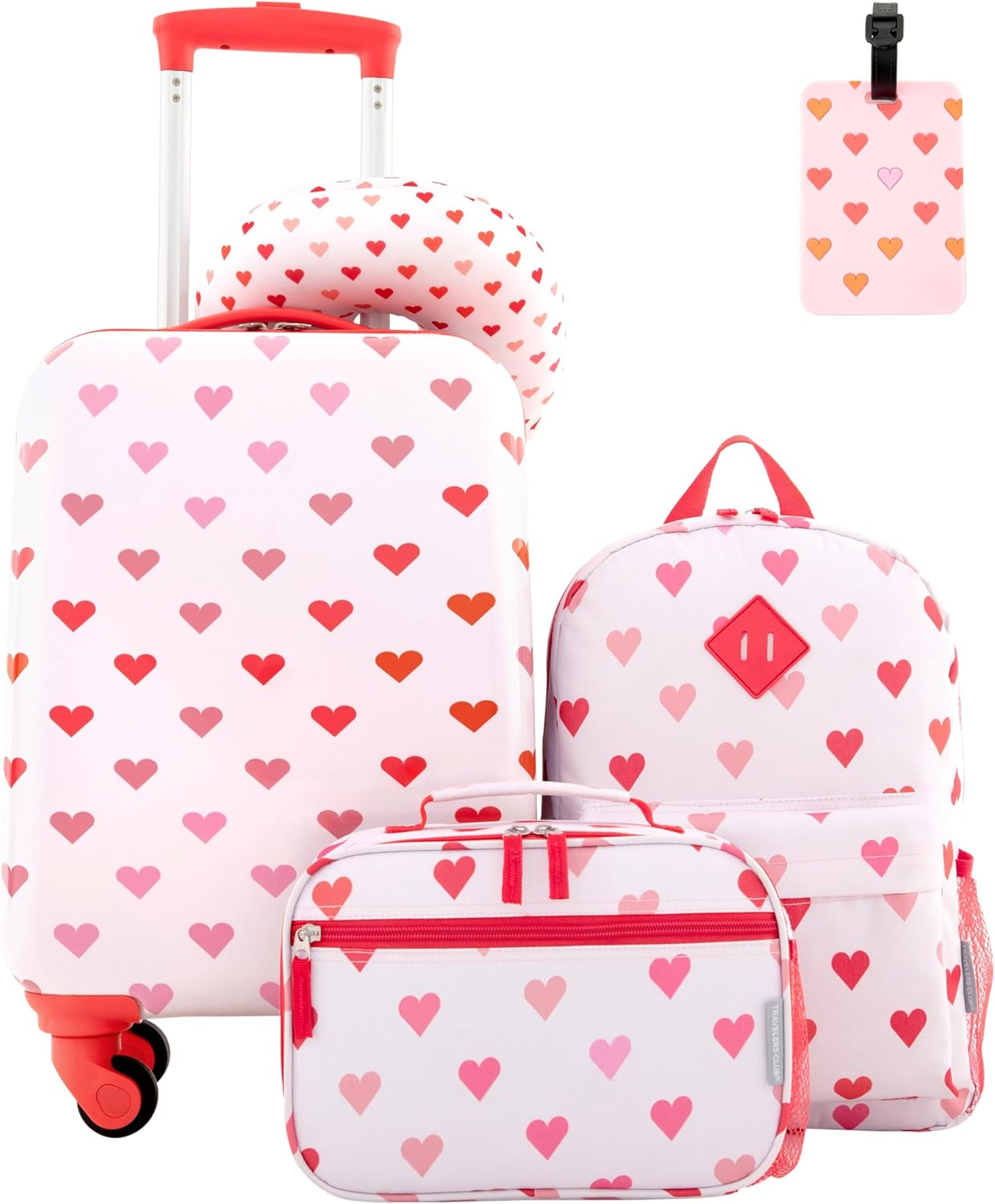 Travelers Club 5 Piece Kids' Luggage Set, Hearts