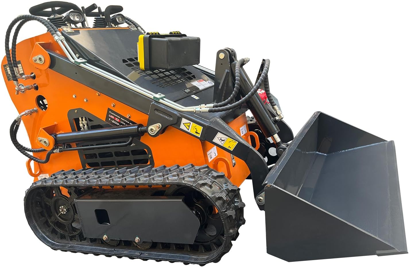 Mini Skid Steer Loader, 840 lbs Lifting Capacity, 60" Dump Height, Hydraulic Steer Drive, can Also be Equipped with mini Auger, mini Fork, mini Grapple(Orange)