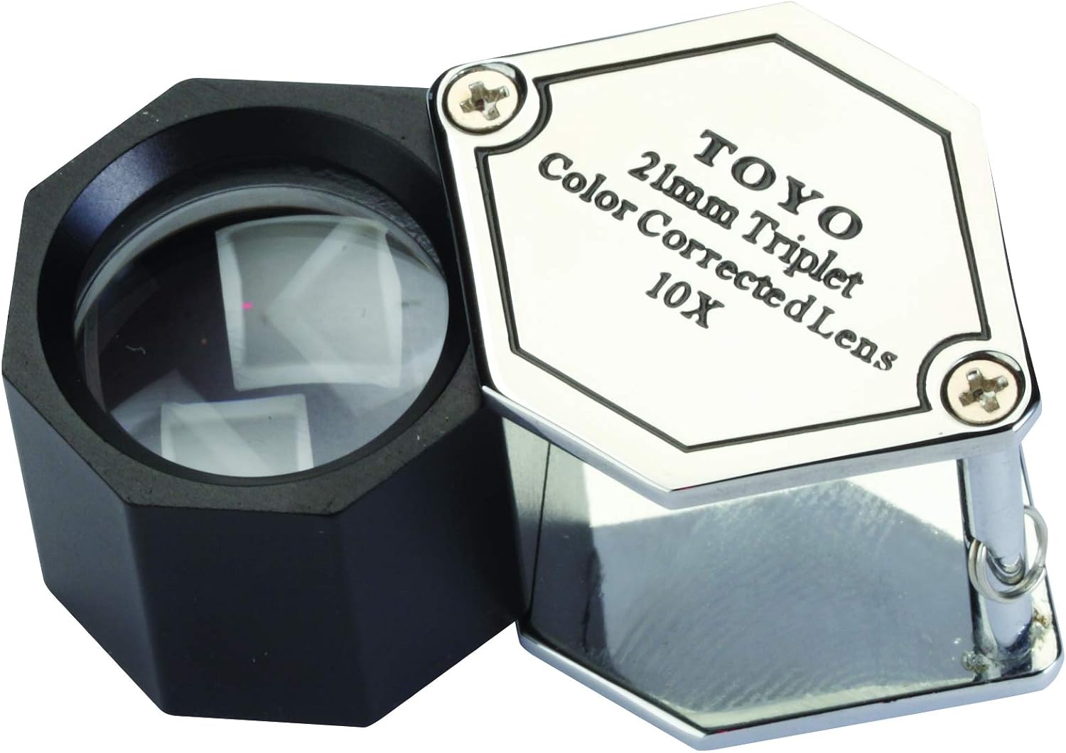 Toyo Professional Hexagonal 10X Magnifying Jeweler's Loupe with 21mm Triplet Lens, Chrome