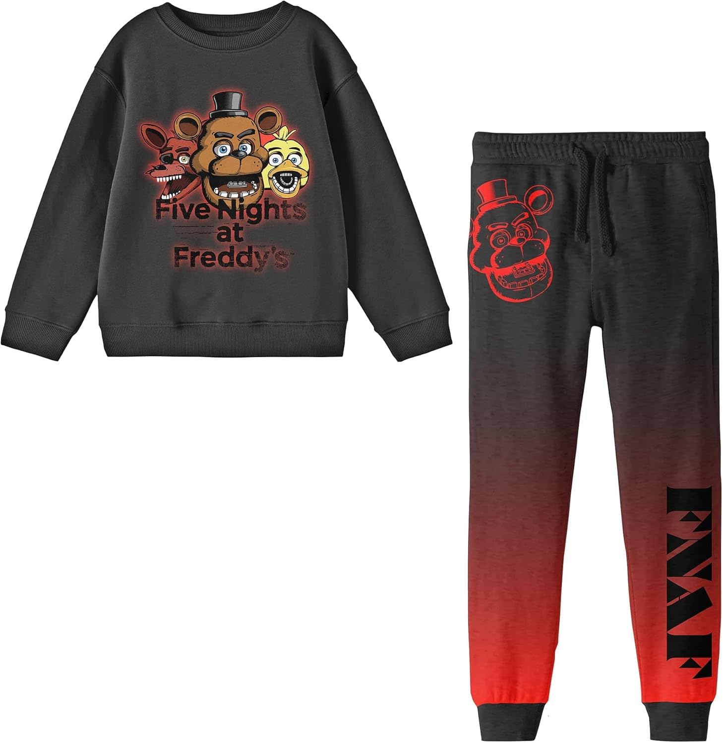 Bioworld Five Nights At Freddy's Character Art Boy's 2-Pack Crew Neck Sweatshirt & Joggers Set