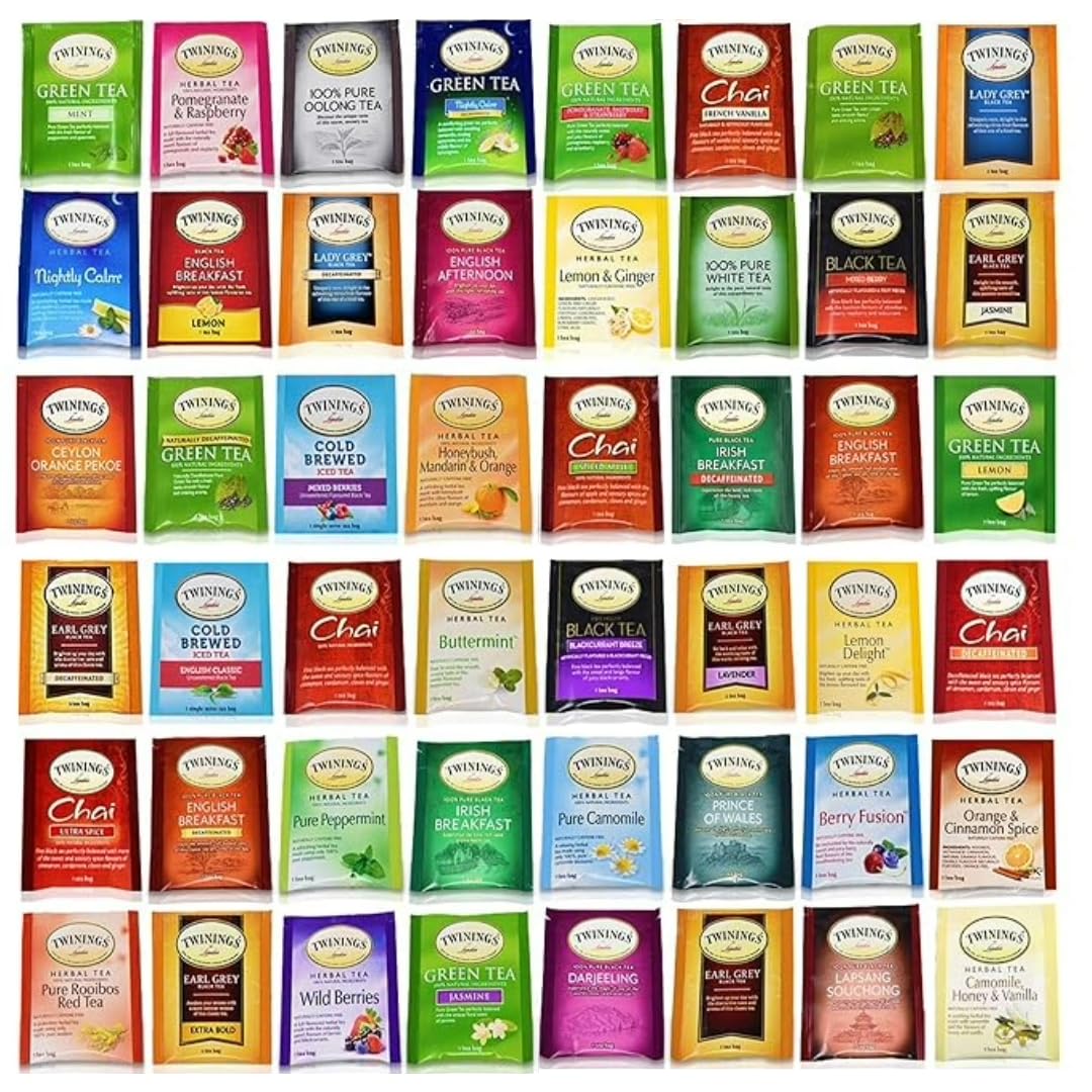 SNACKWAVE Tea Bags Sampler Assortment Variety Pack - 48 Count | Perfect Variety - Earl Grey, English Breakfast, Green, Black, Herbal and more - 48 Pack