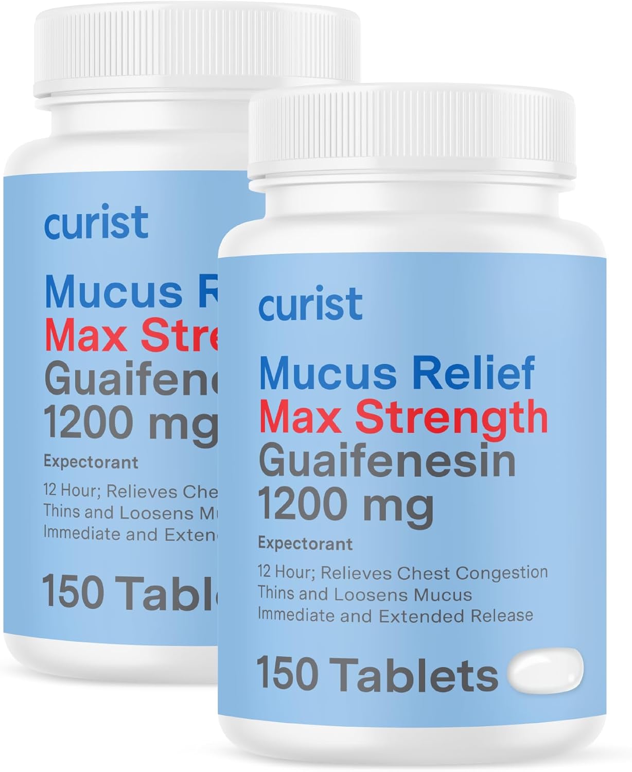 Curist Guaifenesin 1200 Mg Extended Release Tablets - 300 Count Mucus Relief 1200 mg Tablets - Reduce Mucus, Clear Congestion (1200mg Bulk Pack - 300 ct)