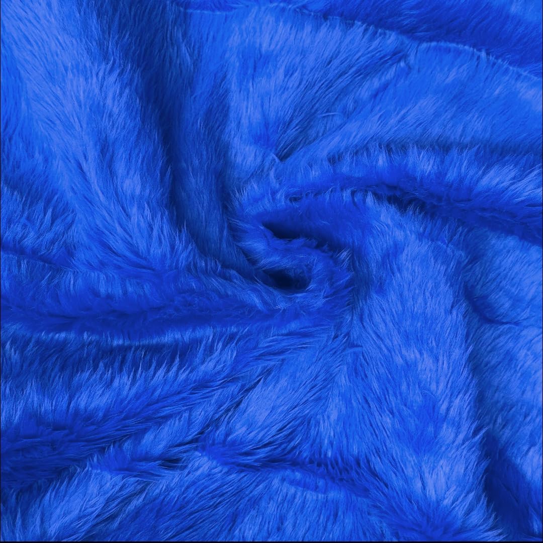 Plain Fun Faux Fur Fabric Material Royal Blue, 1Mtr - 150cmx100cm