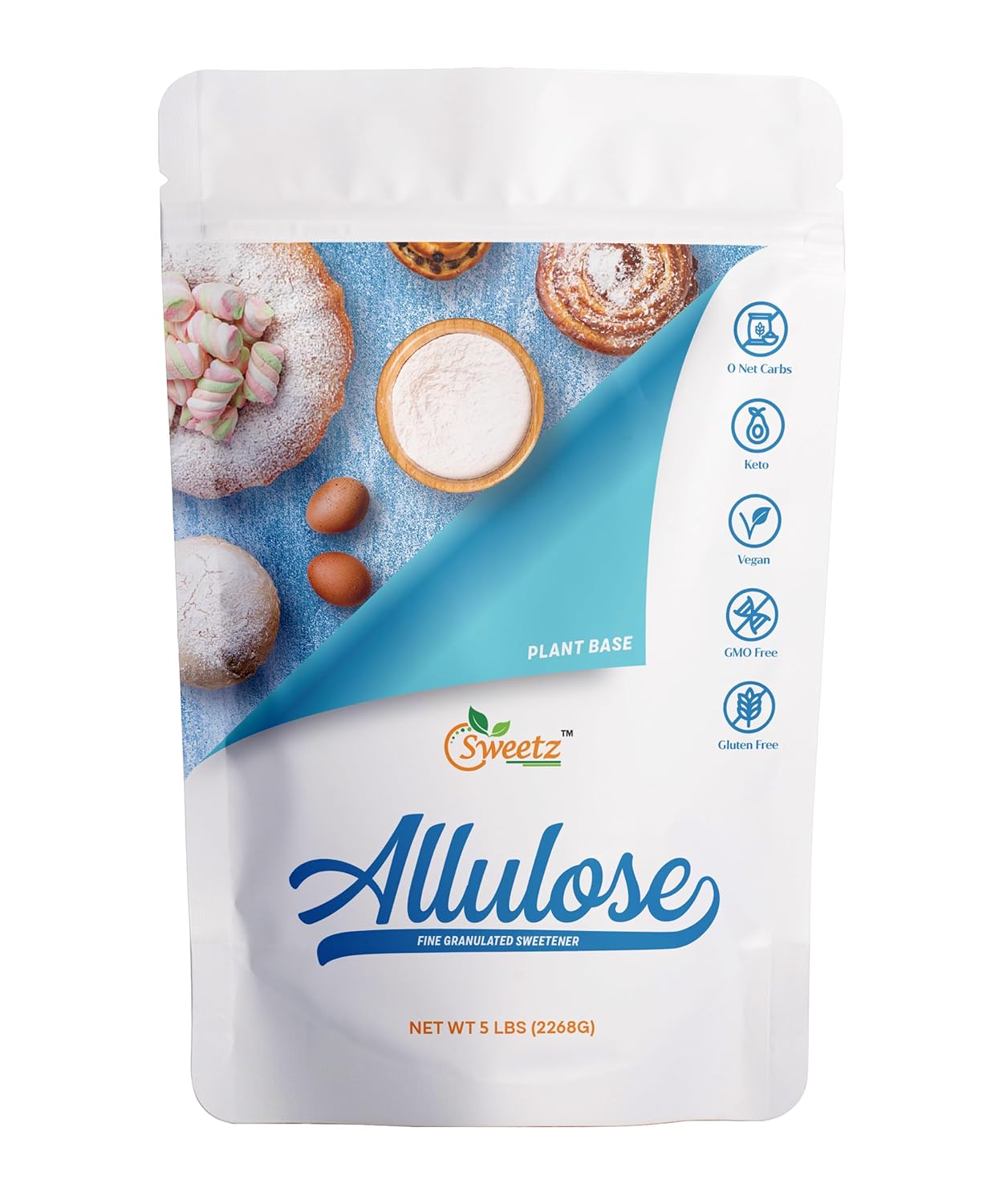 Allulose All Purpose Sweetener; Total Servings 567; Zero Calorie Sweetener, Sugar-Free Substitute for Baking, Smoothies, Coffee; Low Carb Keto Diet Friendly Food | 5-LB