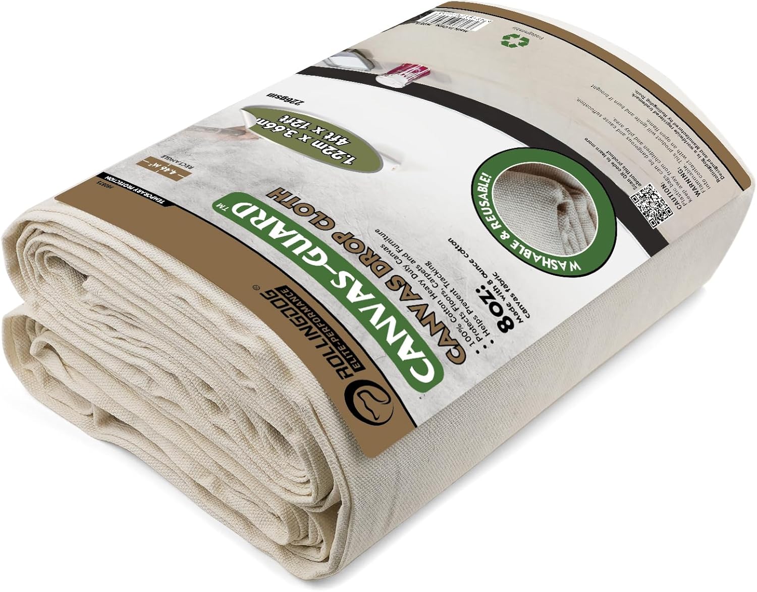 ROLLINGDOG Canvas Drop Cloth - Dust Sheet Cotton Canvas Fabric Tarp for Painting,Furniture Floor Covering Protection 8 oz,4x12 Feet