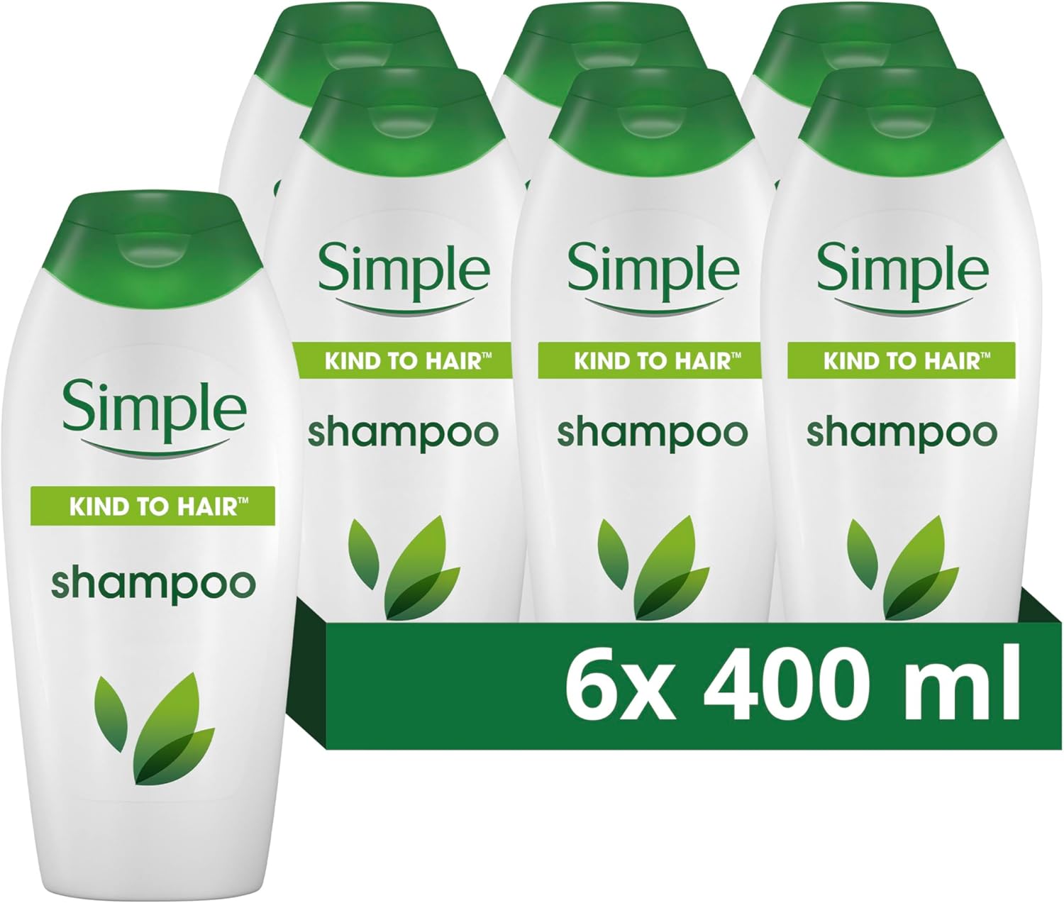 Simple Kind to Hair Gentle Cleansing Shampoo with vitamin B5, chamomile oil, and glycerin hair care for healthy, shiny hair 6x 400 ml