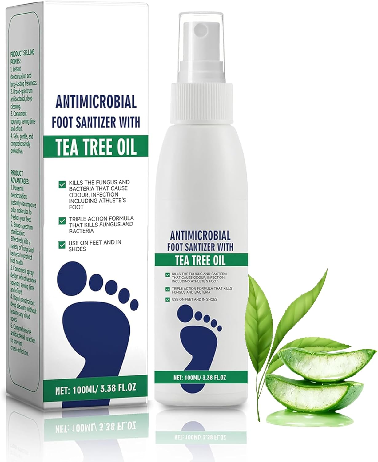 Antifungal Foot Spray 100ml, Athlete’s Foot Treatment, Odour Control & Cracked Heel Repair, 98% Natural Formula for Men & Women