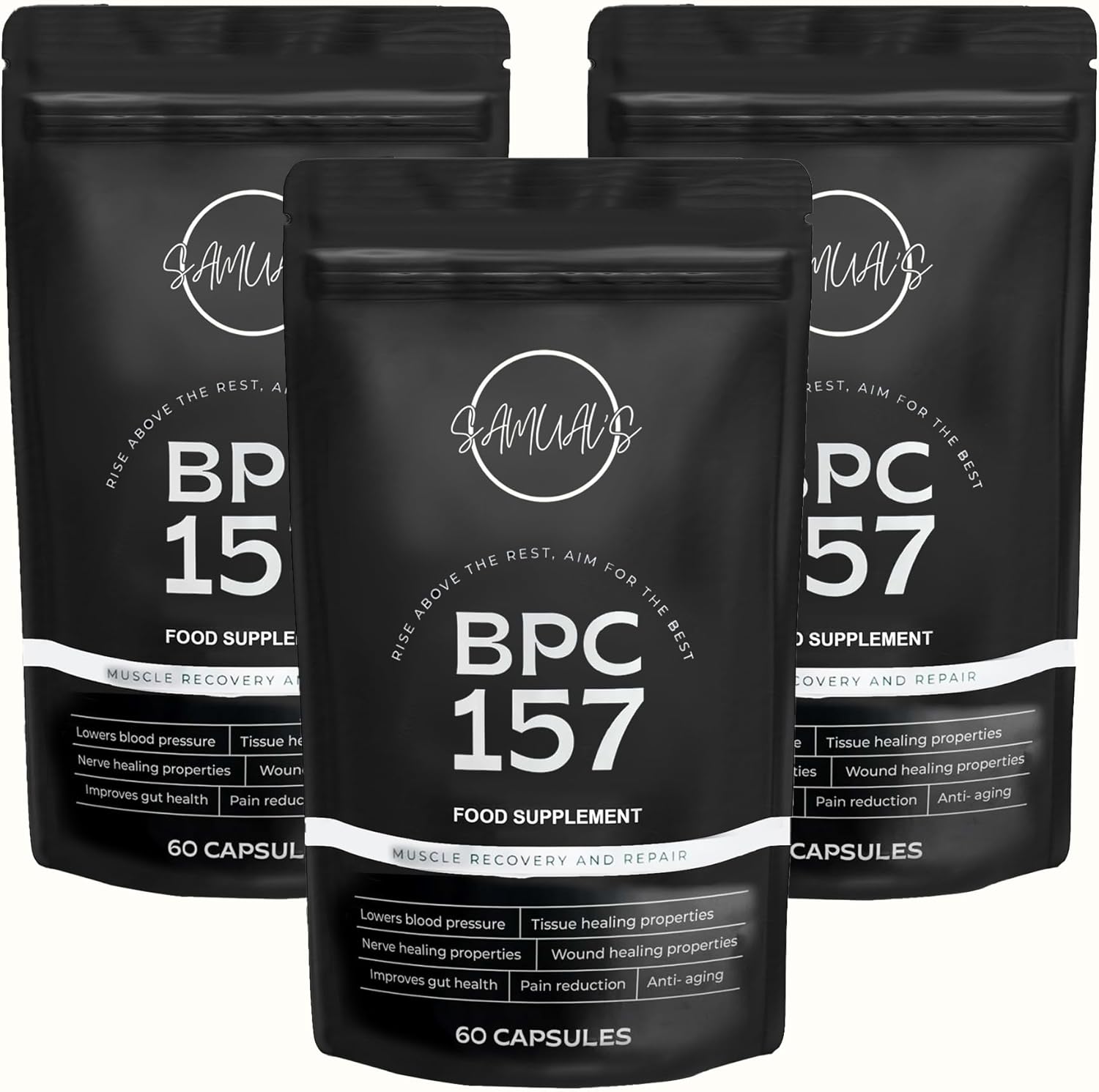 BPC 157 Capsules Triple Bundle - Muscle Recovery, Repair and Growth - Actually Contains BPC 157 Powder (Unlike Other Brands) - Samual's Rise Above The Rest, Aim for The Best