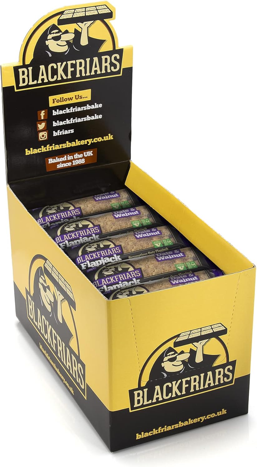Blackfriars Flapjack Multipack Bars - Date and Walnut Flapjacks 25 x 110g | Flapjack Bars Individually Wrapped | Breakfast Bars | Vegan and Vegetarian [UK company]
