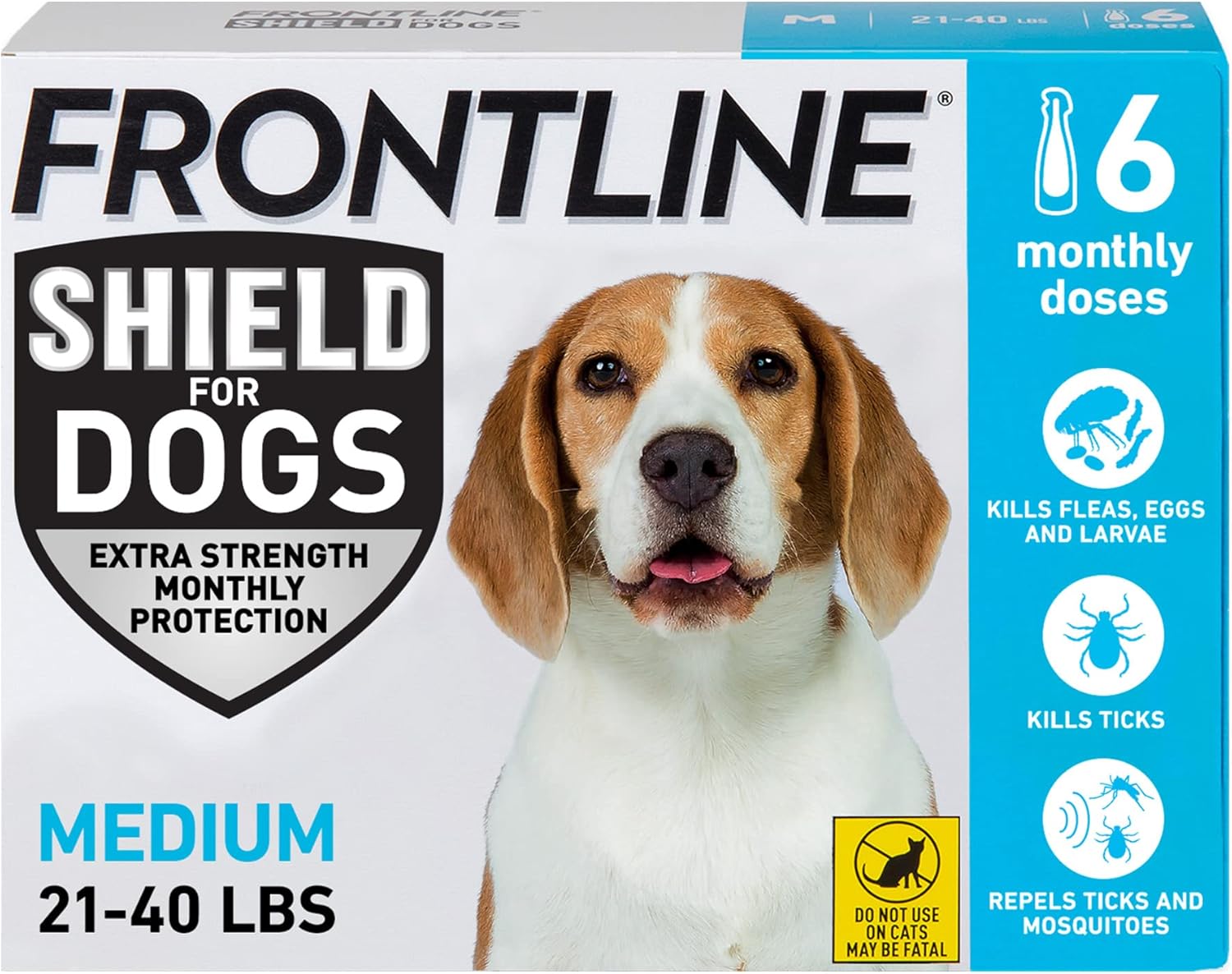 Frontline Shield Flea & Tick Treatment for Medium Dogs 21-40 lbs. Count of 6