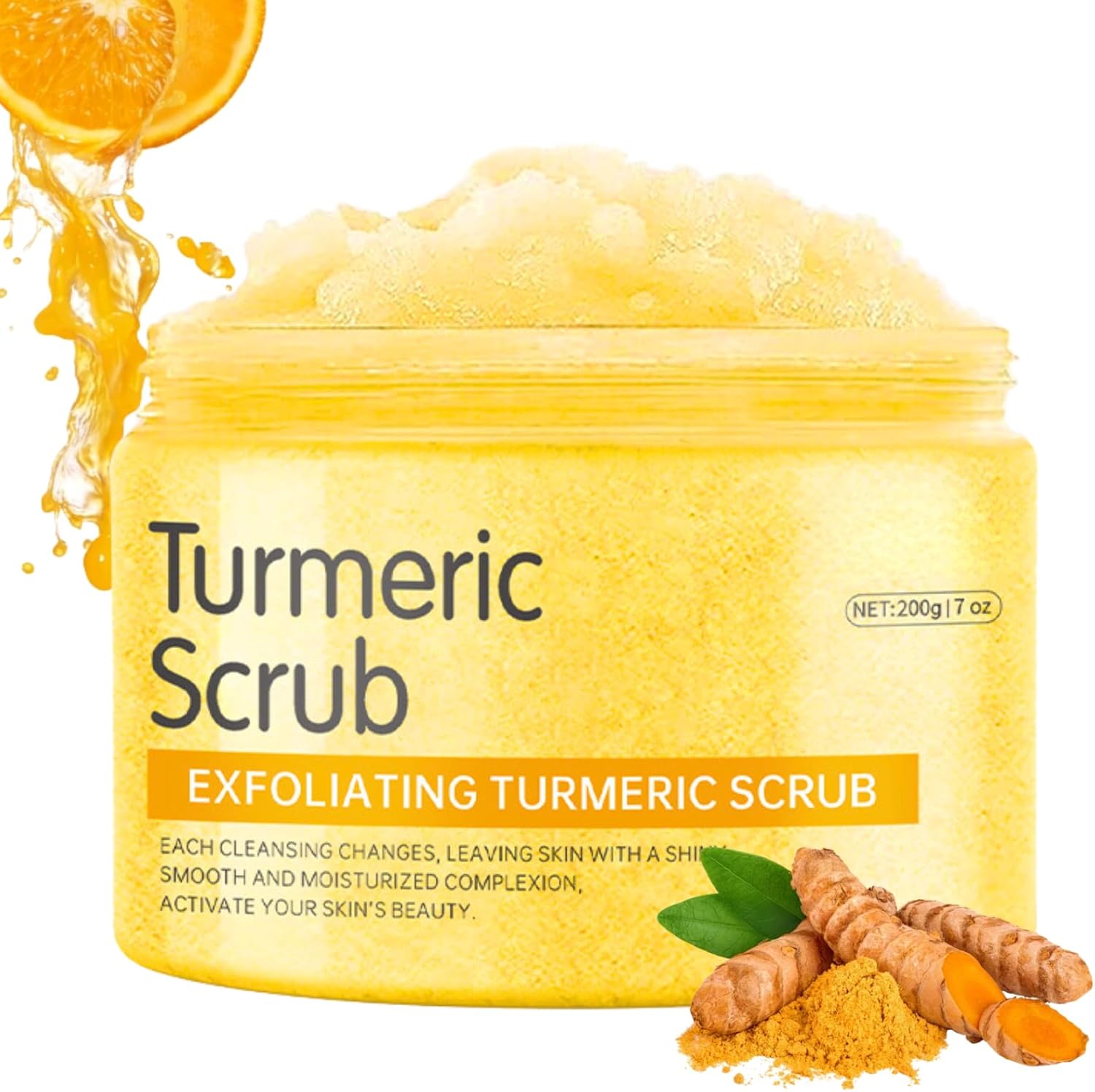 200gLarge-capacity Turmeric Body Scrub, Turmeric Face Scrub, Body Exfoliator, Moisturizing Body Spa Care, Body Skin Care Scrub For Bikini Area, Neck, Butt, Back Acne, Armpit, Dry & Dull Skin