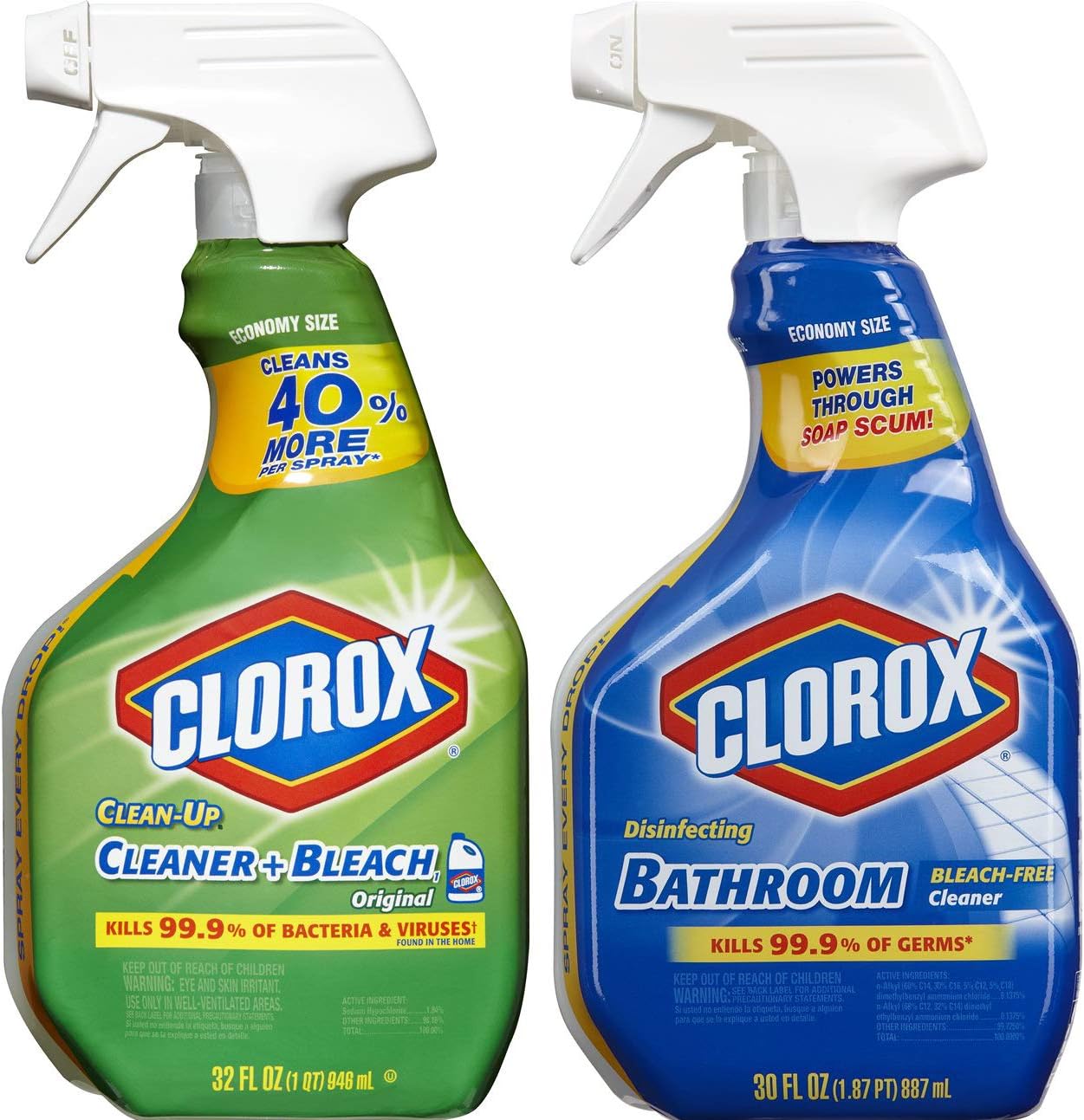 clorox Clean-Up All Purpose Cleaner with Bleach, Original, 32 Ounce Disinfecting Bathroom Cleaner, Bleach Free, 30 Ounce