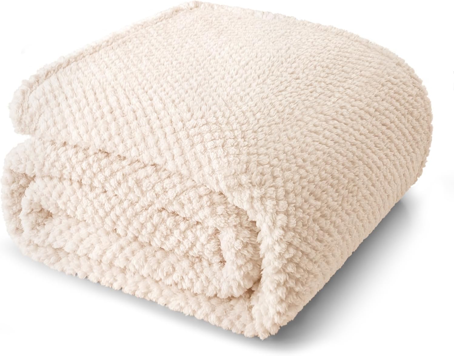 Whale Flotilla King Size Fuzzy Fleece Blanket for Bed, 90x104 Inch Fluffy Warm Soft Jacquard Blankets for All Season, Lightweight and Cozy, Ivory