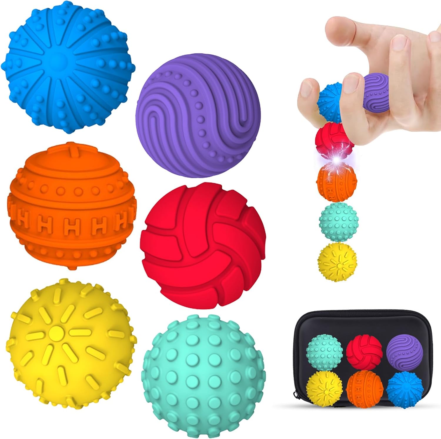 Fidget Toys Magnetic Balls, 6PCS Magnetic Sensory Fidget Balls Silicone Tactile Sensory Toys for Adults & Teens with Autism, Quiet Magnet Balls Stress Anxiety Relief Fingers Toy for Office Home