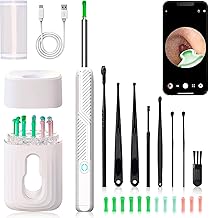 Ear Wax Removal Tool - Wireless Ear Cleaner Kit with 1080 HD Camera and Storage Case, Rechargeable Earwax Remover with 12 Ear Picks, Ear Wax Removal Kit with 8 Replacement Tips (White)