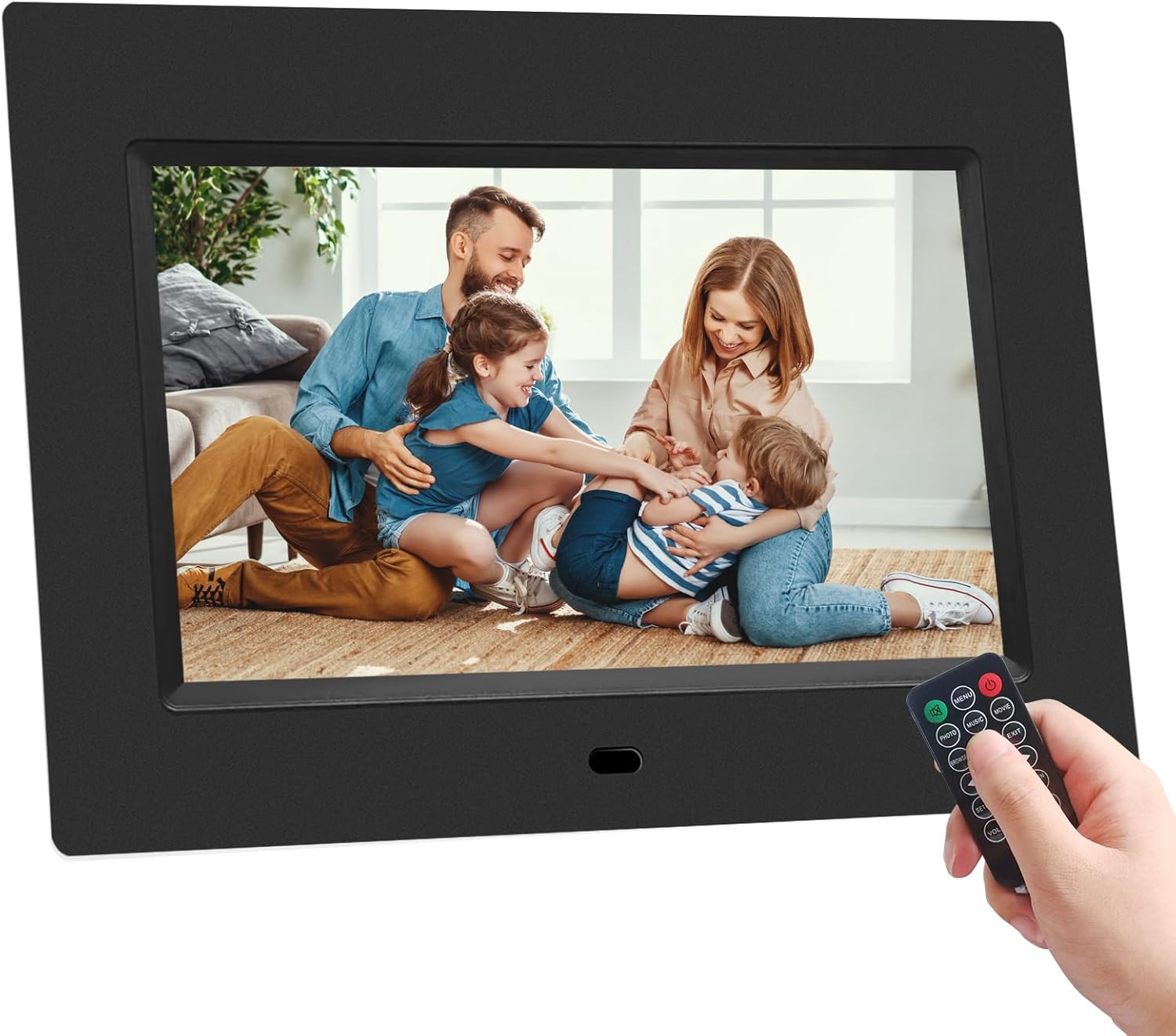 Digital Photo Frame, 7 Inch Digital Picture Frame Full IPS Display Electronic Photo Frame Video Music Playback Calendar Alarm Clock with Remote Control, USB/SD Card Slots (Non-WiFi）
