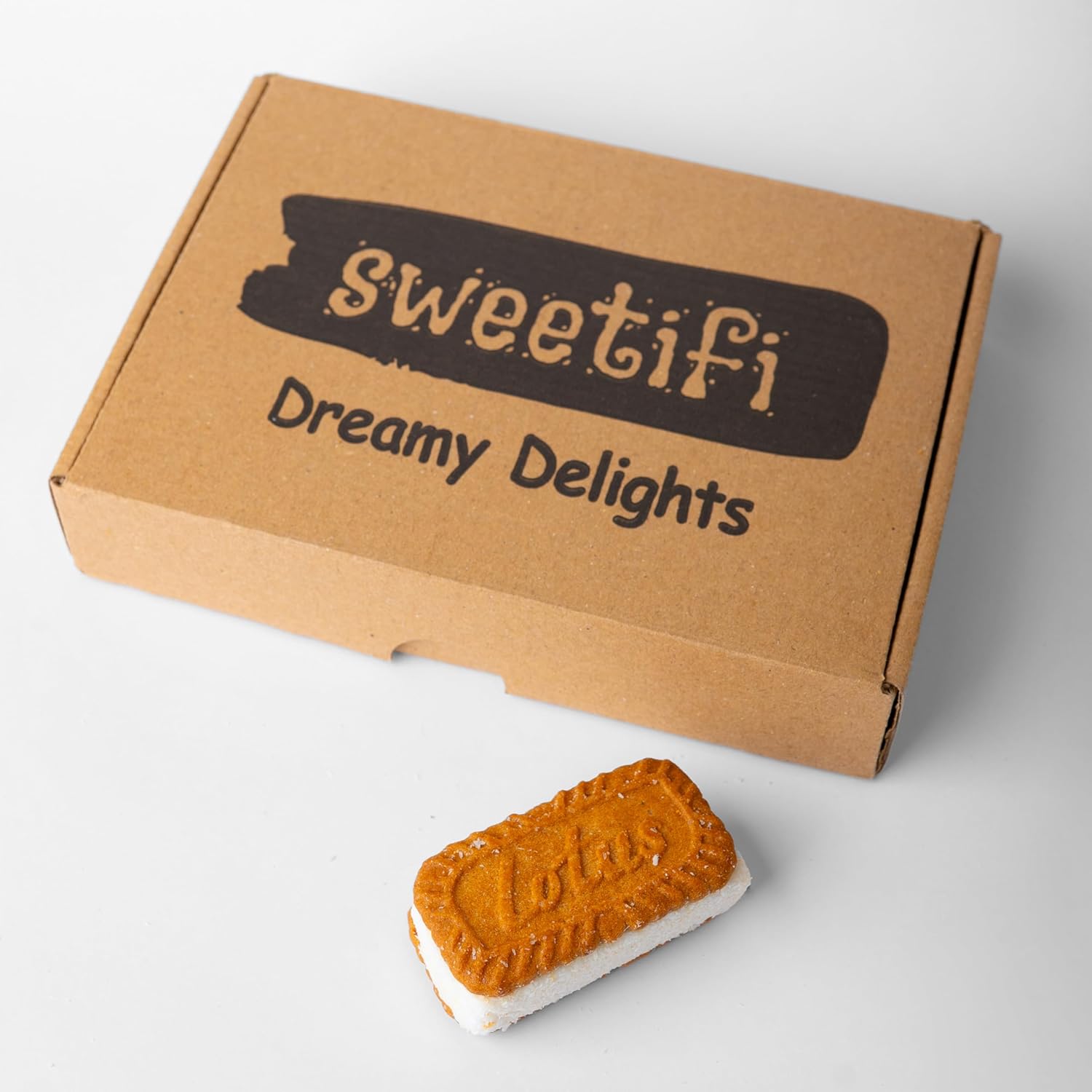 Sweetifi Turkish Delight with Biscoff Cookies, Gourmet Lokum Sandwich, Caramelized Biscuit & Chewy Delight Snack, Perfect for Coffee & Tea Time, 1lb (10 Pieces)