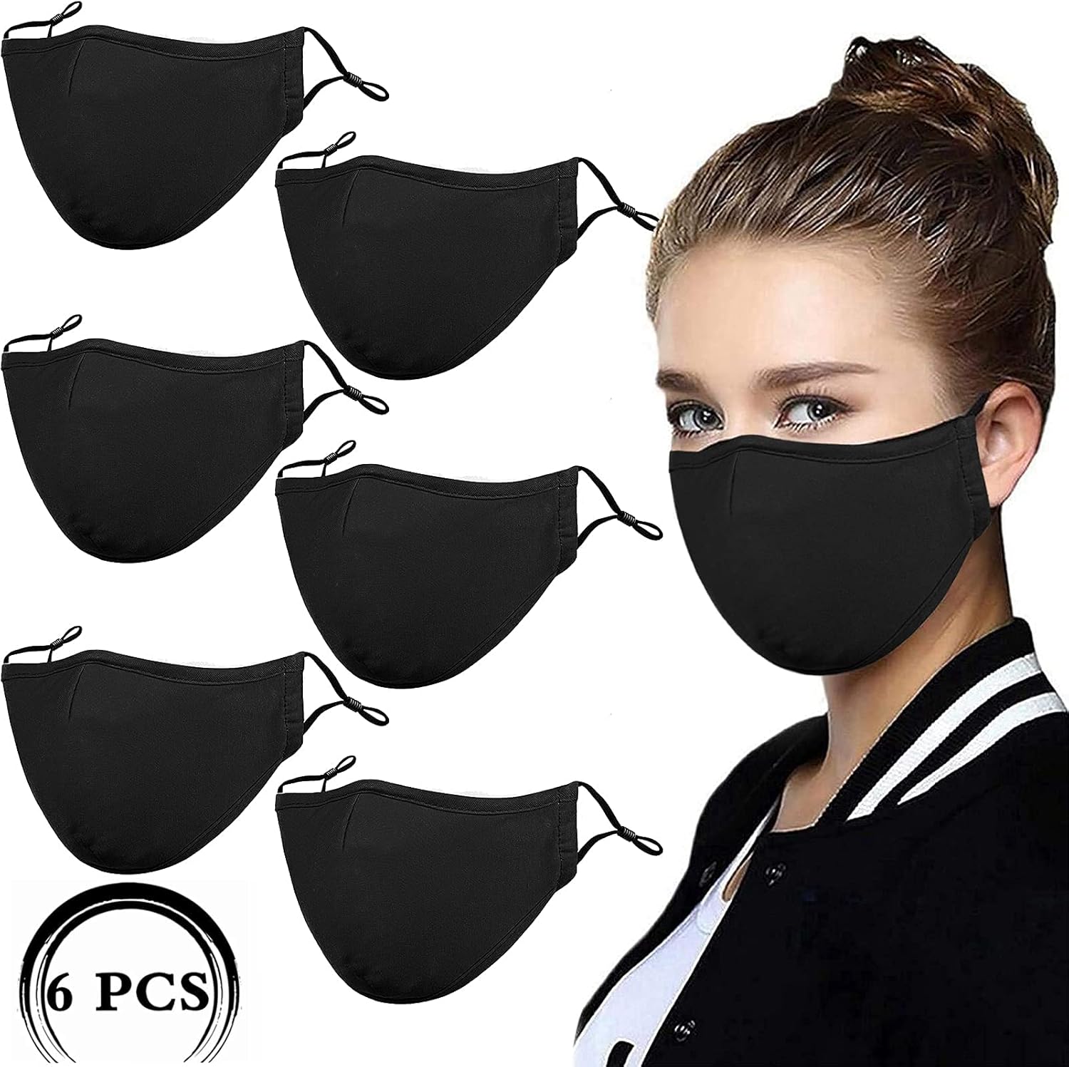 Black Reusable Breathable Cloth Face Protection，Adjustable Washable Male and Women Fashion Face Protection Cover