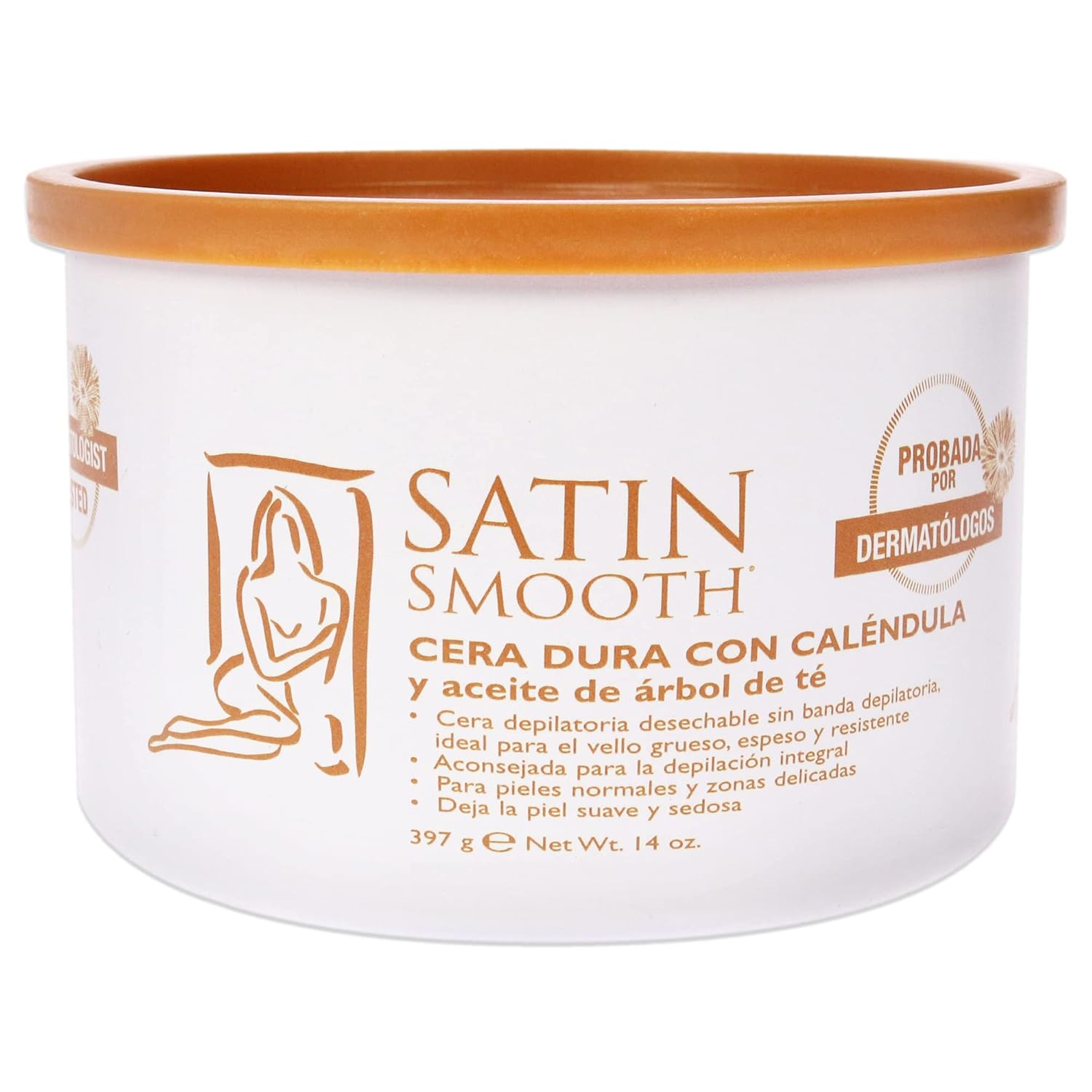 Satin Smooth Calendula Gold® Hard Wax with Tea Tree Oil, Painless Hair Removal Wax for Sensitive Skin, Ideal for Face & Bikini Areas, Waxing Kit, 14oz