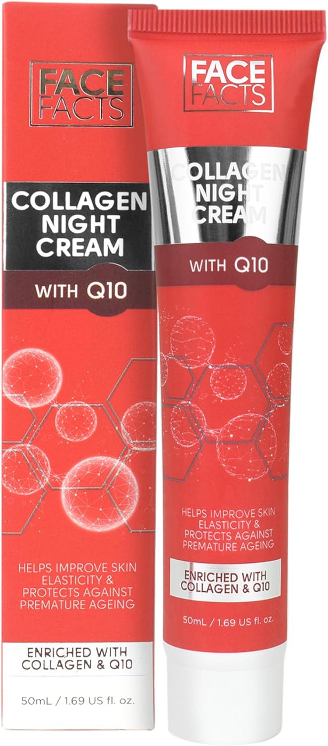 Face Facts Collagen & Q10 Night Cream | Ubiquinone (Q10) + Vitamin E + Collagen | Smooth + skin elasticity | 50ml