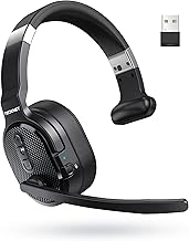 TECKNET Trucker Bluetooth Headset, AI Noise Canceling 70h Wireless Headphones Bluetooth with Microphone & Dongle, ENC Bluetooth Headset with Mute for PC Phone Laptop Office Home, All Day Comfort