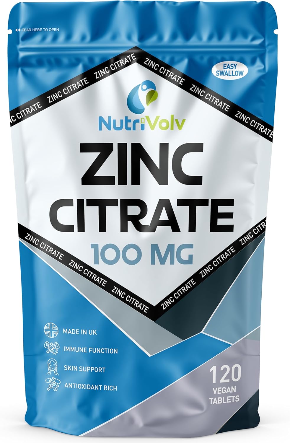 Zinc Citrate 100mg Supplements Immune Health Fertility Vision Acne Skin Hair | 120 Tablets