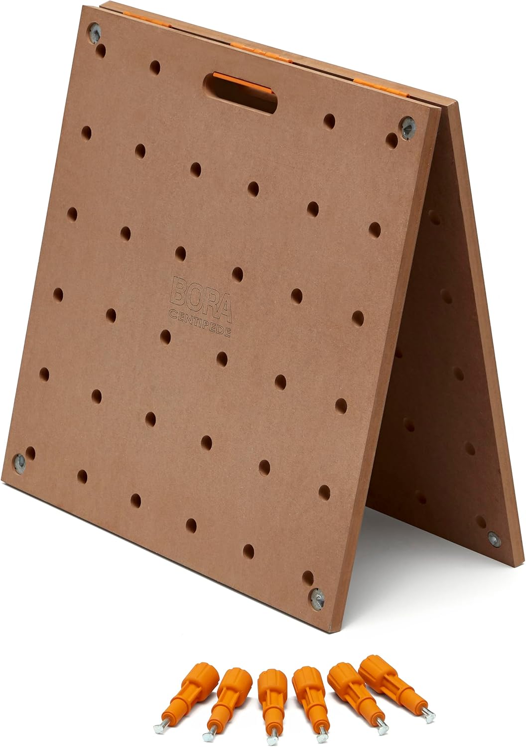 Bora Centipede Workbench Table Top For Bora Centipede Work Stand Saw Horses - 24" x 48" - Includes Wood Top with 3/4" Dog Holes + 6 Quick-Twist Lock Handles for Portable, Temporary Work Bench, CK22T