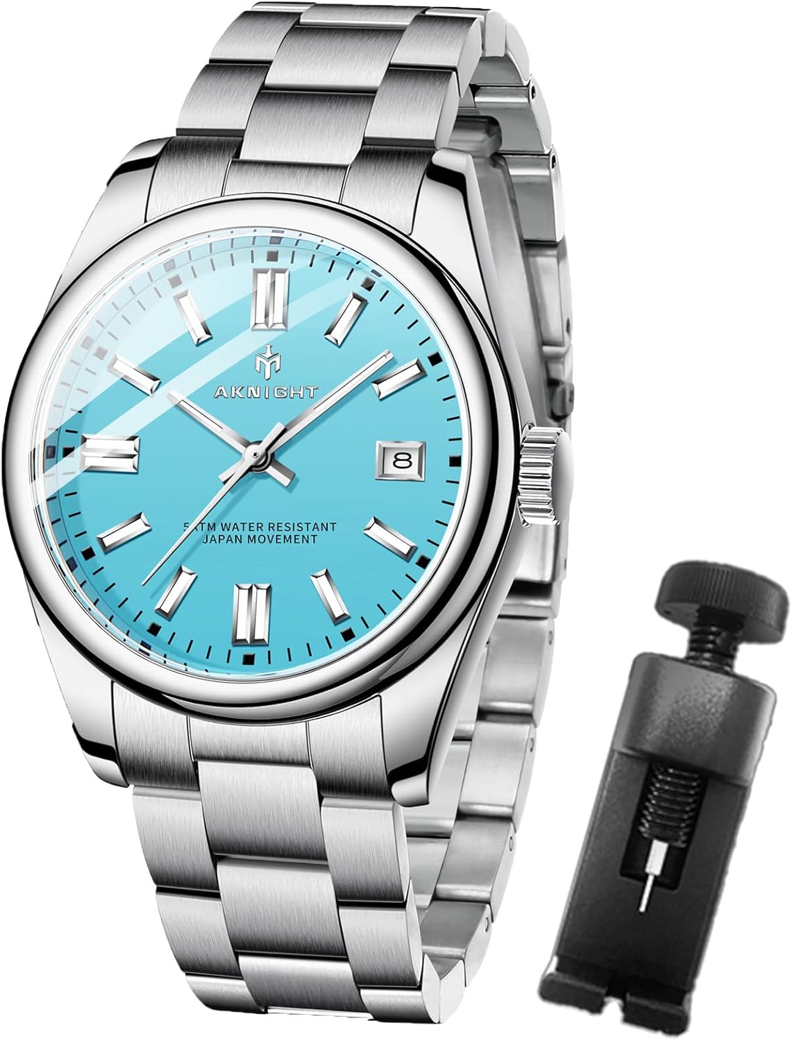 BENYAR AKNIGHT Mens Watch, Stylish Business Casual Stainless Steel Quartz Analog Wrist Watches for Men Women, Luminous Waterproof Date Gift