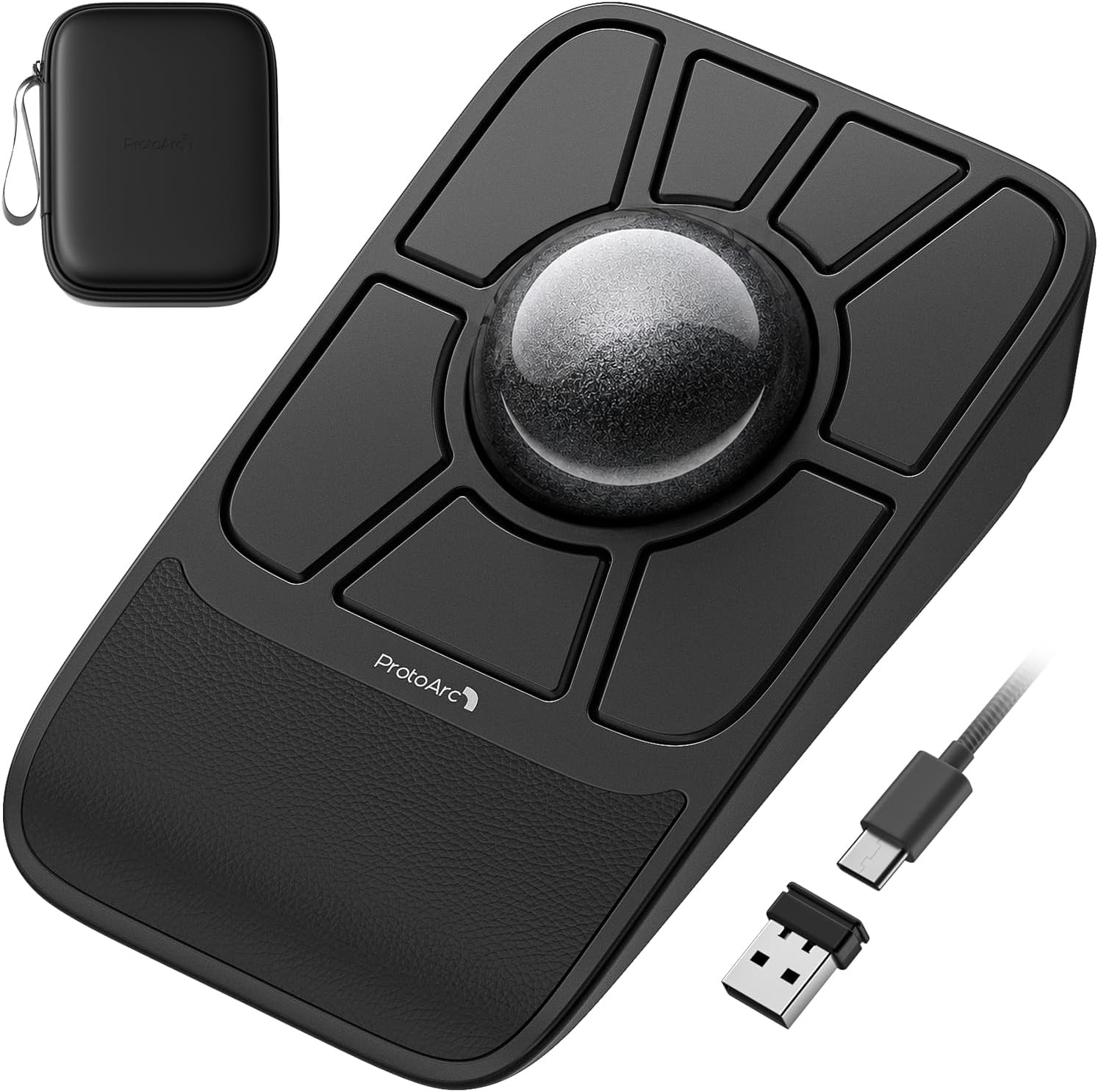 ProtoArc EM06 Ergonomic Trackball Mouse, Tri-Mode Wired/2.4GHz/Bluetooth