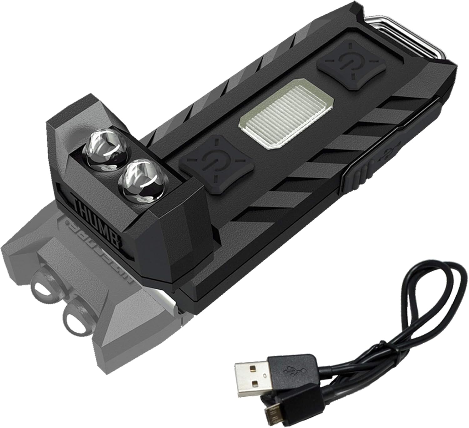 Nitecore Thumb 85 Lumens USB Rechargeable White & Red LED Keychain Light - Tiltable Work Light with Clip and a LumenTac USB Charging Cable