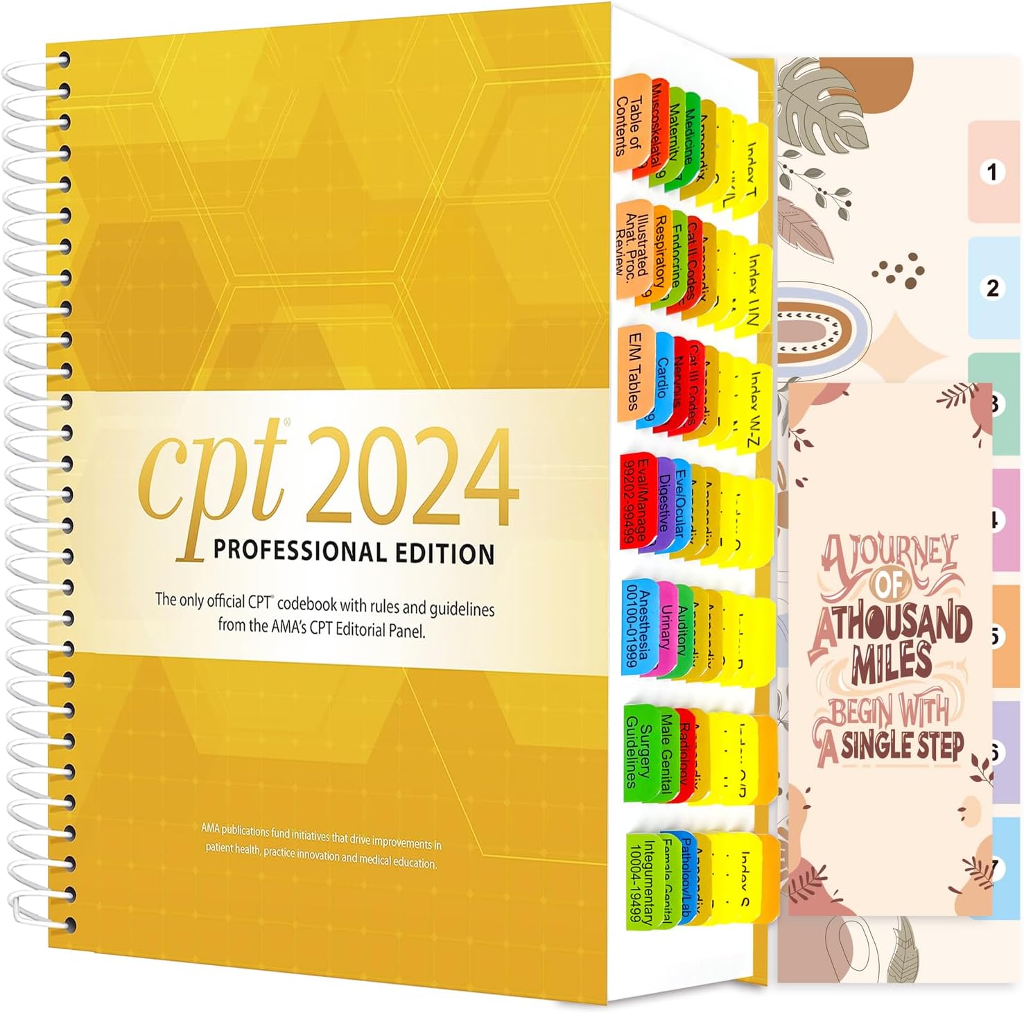 HSXTL Index Tabs for CPT 2025/2024 Professional 1st Edition. 72 Printed Color-Coded and Laminated Tabs, with Page Markers and Alignment Guide & Bookmark (Book not Included)