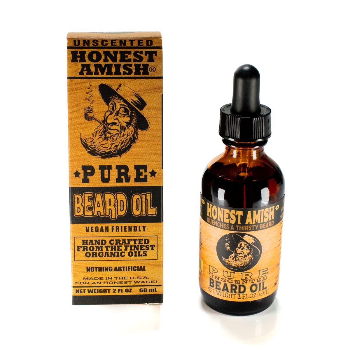 Honest Amish Beard Oil for Men, Fragrance Free 2 oz