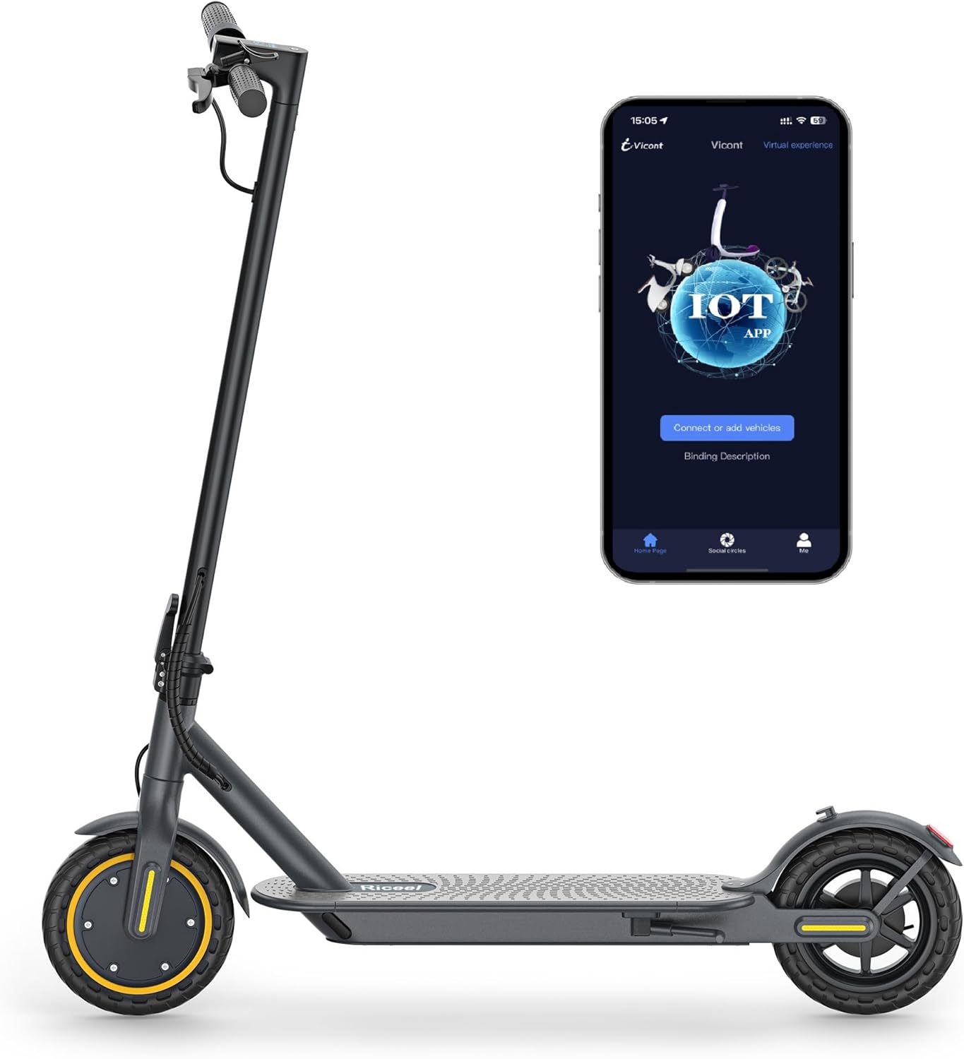 Riceel R50 Electric Scooter, Speed up to 25 km/h, 30 km of autonomy, 8.5" Solid Tire, Maximum Load 120 kg, Dual Braking