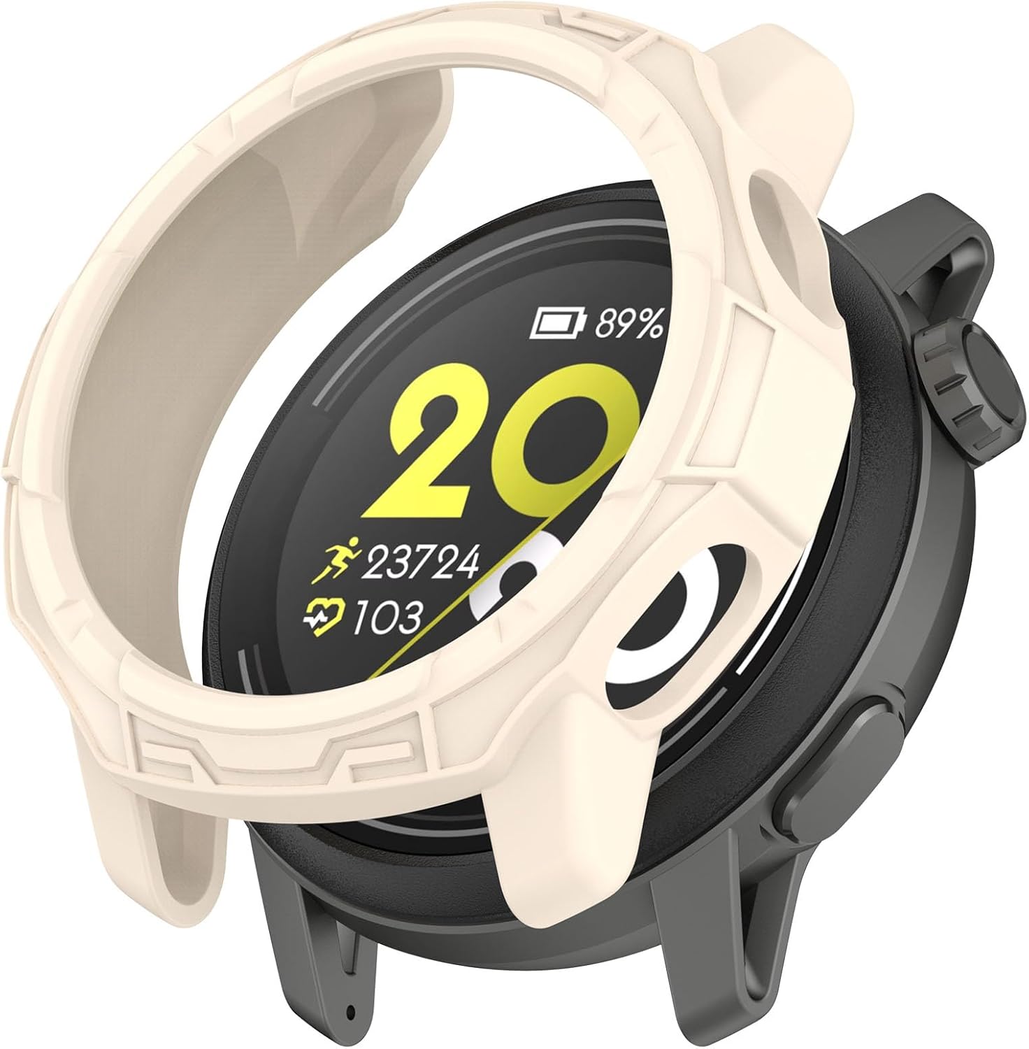 GIOPUEY Case Compatible with COROS PACE 3, Premium Soft TPU Silicone Protector Case Cover, Unique Design, Shockproof, anti drop - beige