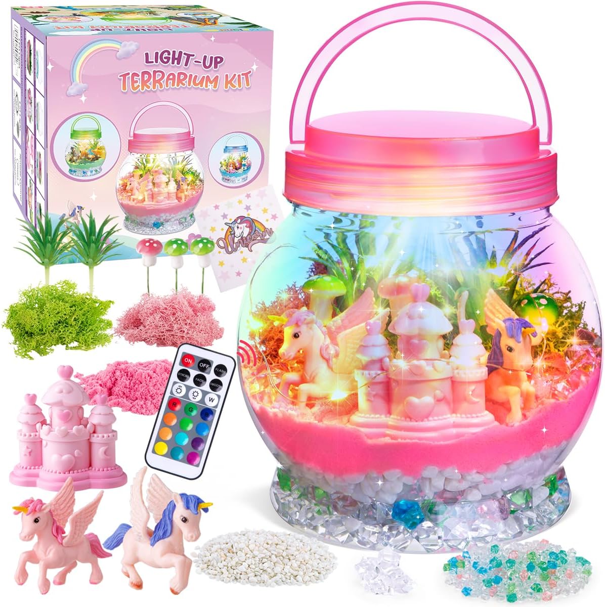 MELAND Unicorn Terrarium Kit for Kids, Craft Kits for Kids Girls Birthday Christmas Presents, Unicorn Gifts for Girls 5 6 7 8 + Years Old