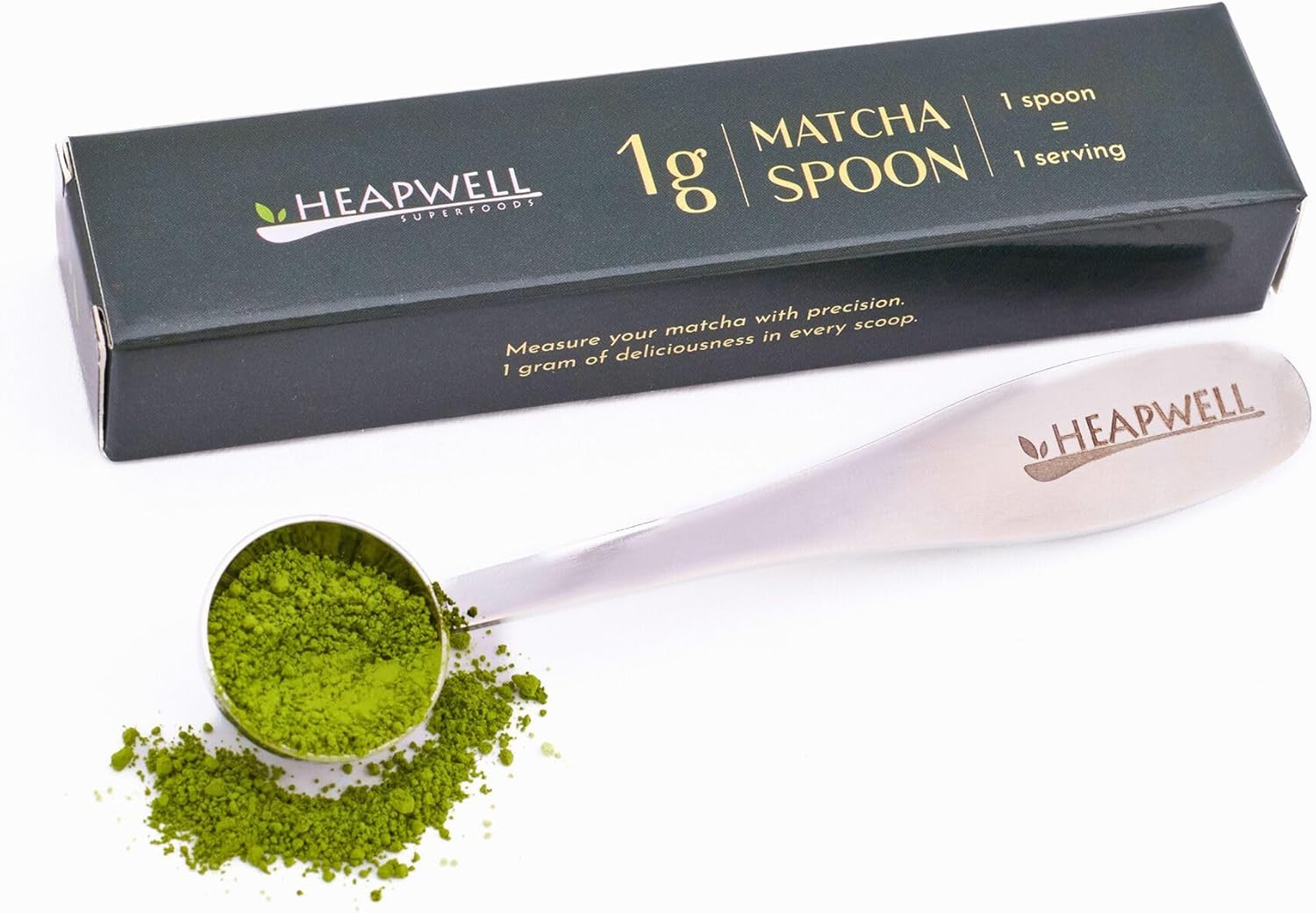 Heapwell Superfoods Stainless Steel Matcha Green Tea Measuring Spoon – 1g Precision Portion Scoop for Precise Matcha Serving