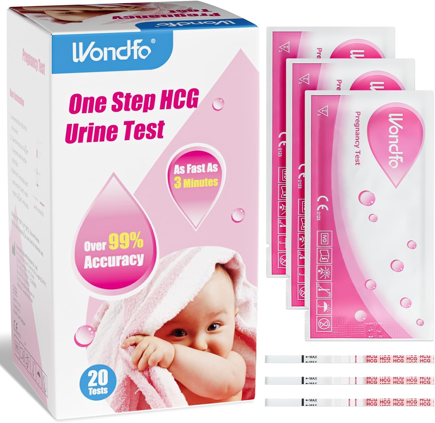 Wondfo Pregnancy Test Strips Early Detection Pregnancy Test 10mIU Sensitive, 20 Pack