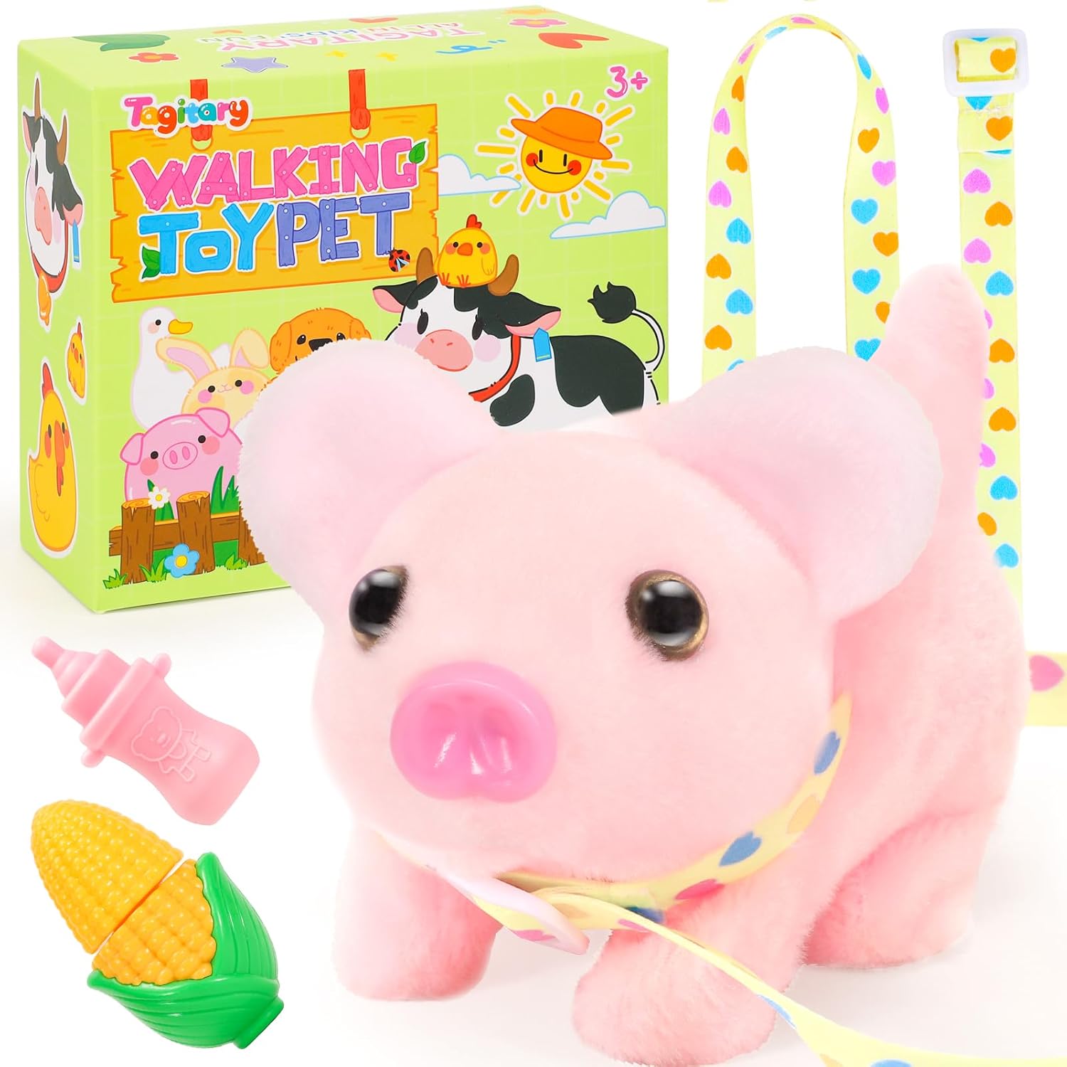 Tagitary Plush Toys Pig with Sounds, Interactive Electronic Pig Toys That Can Walk, Twitch Nose, Wag Tail, Stuffed Toys for Toddlers, Easter Christmas Birthday Gift