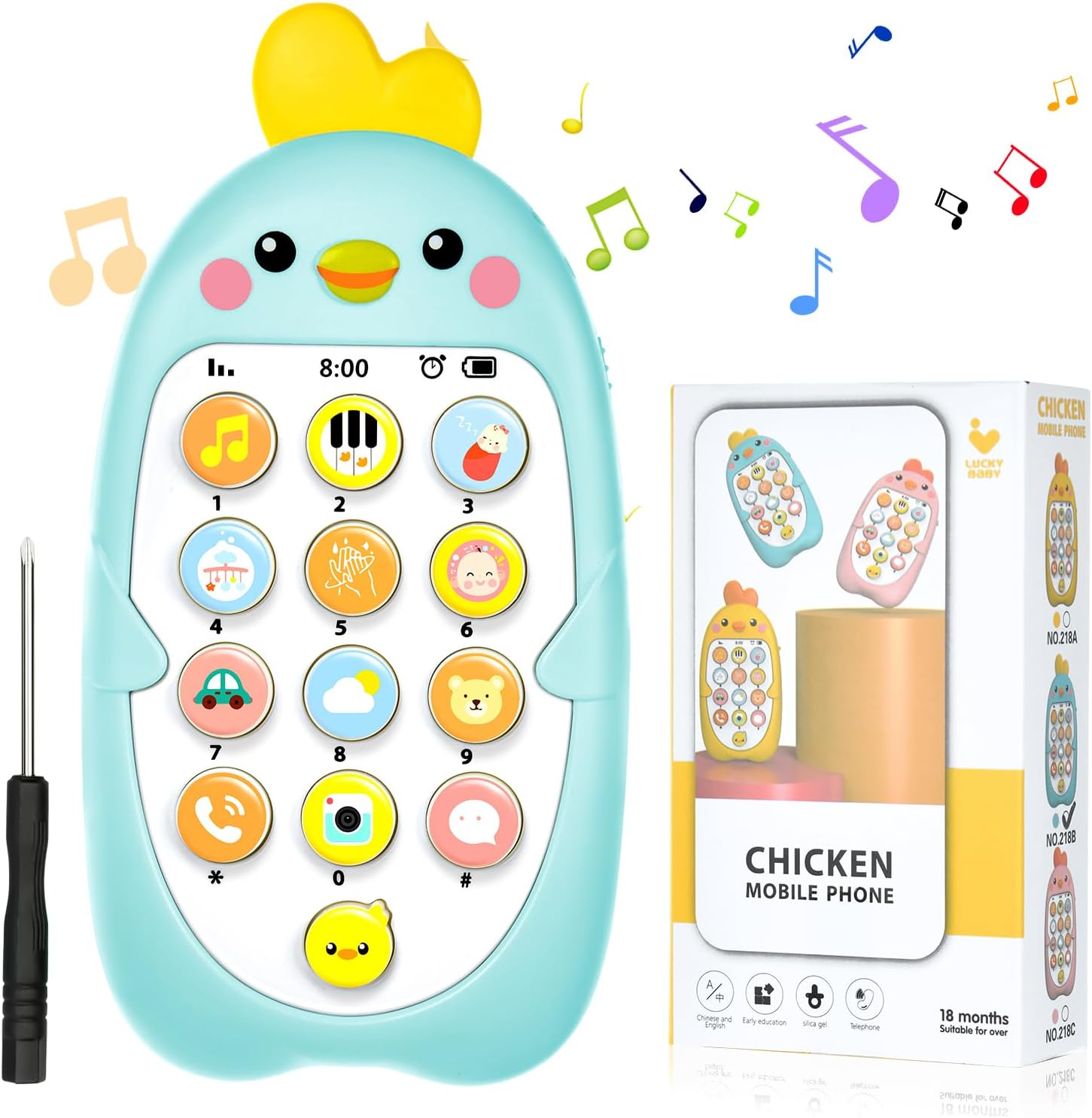 Aolso Baby Mobile Phone Soft and Safe Electronic Speaking Learning Musical Smartphone Sound Toy for Girls and Boys (Chick-Blue)
