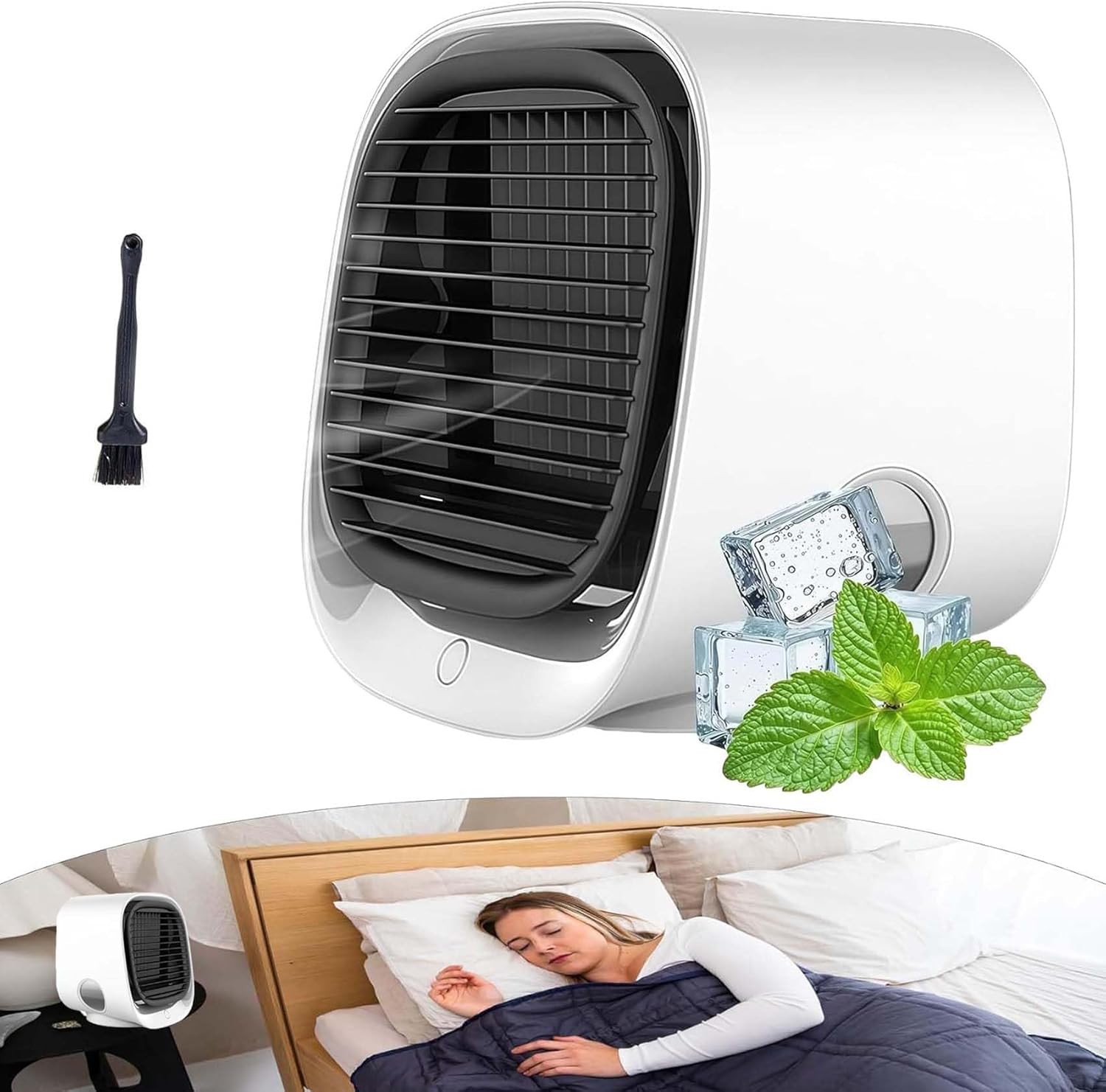 Nurabreeze Fan, Nutrabreeze Cooling System, Nurabreeze Air Conditioner, Airabreeze Air Cooler with LED Nightligh & Tank, Multi-angle Blowing, 3-Speed Cooling,Low Noise,For Bedroom,Office Etc