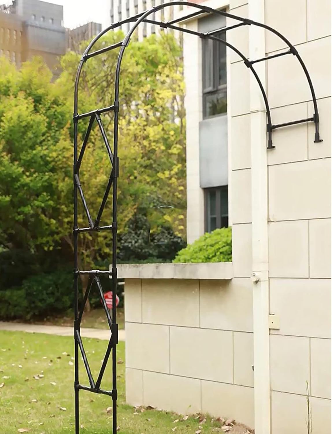 HAMIMI Half Garden Arch - Stylish metal rose Arch for Outdoor Garden Decoration, Perfect for Climbing Plants tree support,Black-280X240CM