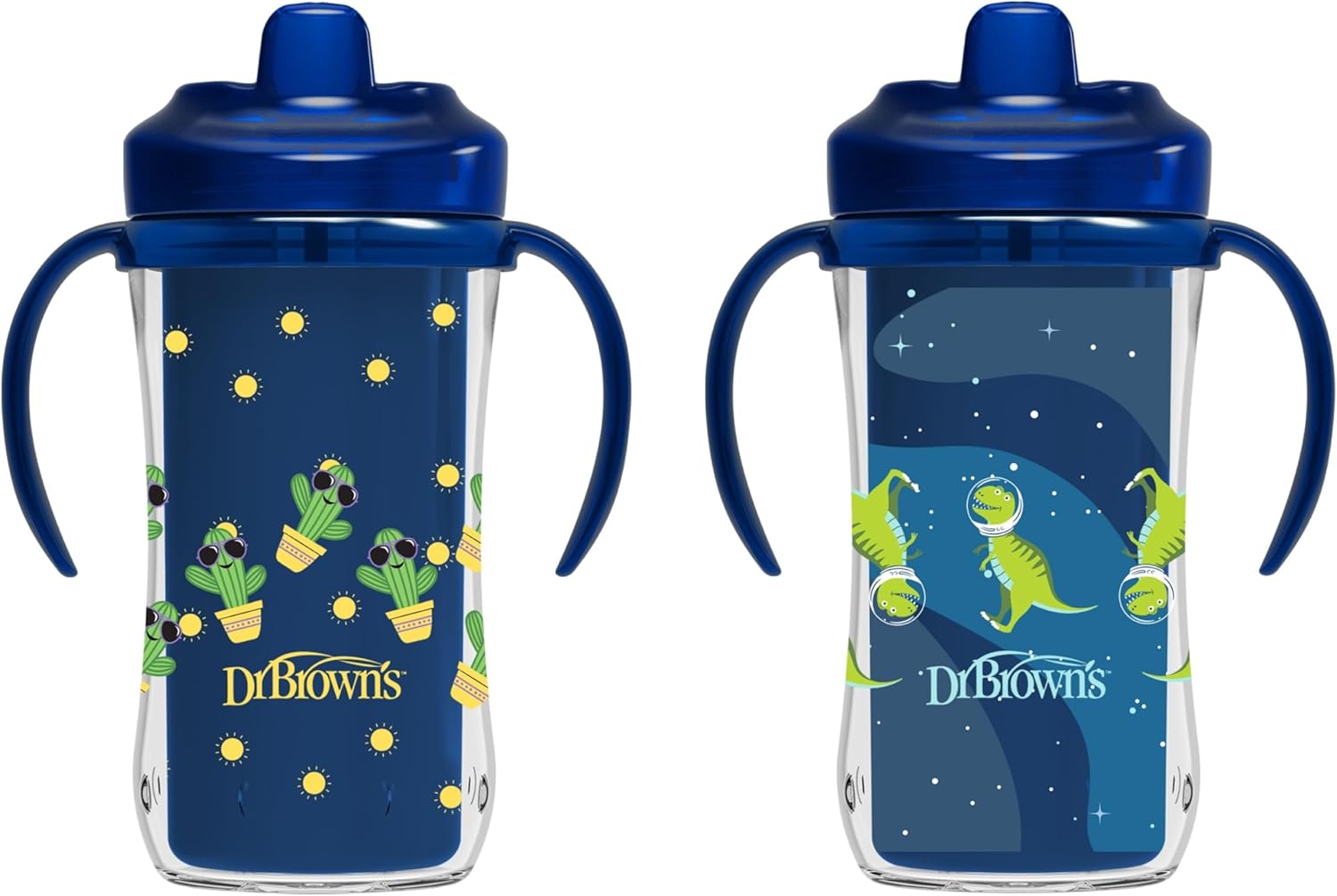 Dr. Brown's Milestones Hard Spout Insulated Sippy Cup with Handles, Blue, 10 oz, 2 Pack, 12m+