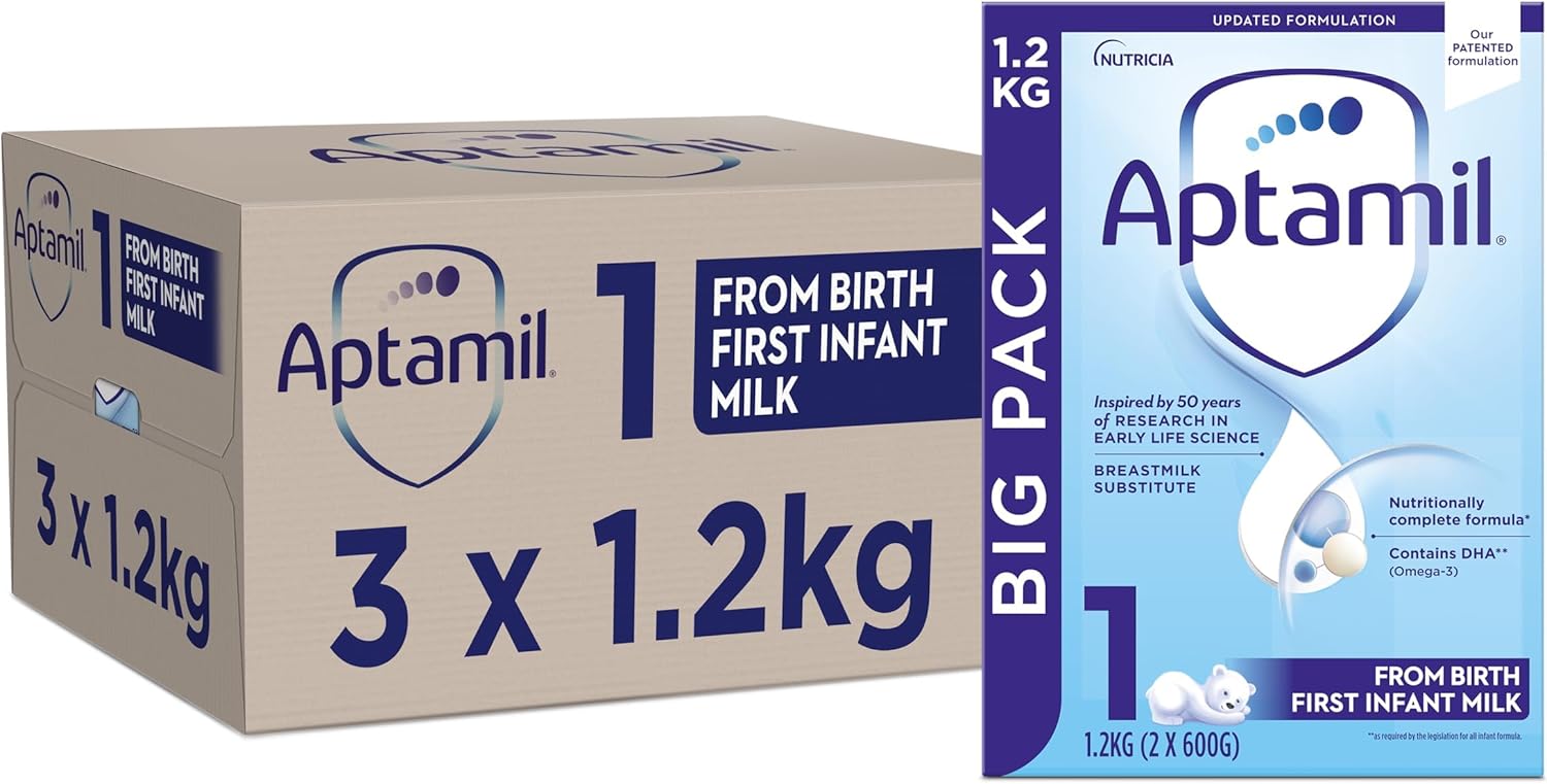 Aptamil 1 First Baby Milk Powder, From Birth, 1.2K (Pack of 3)