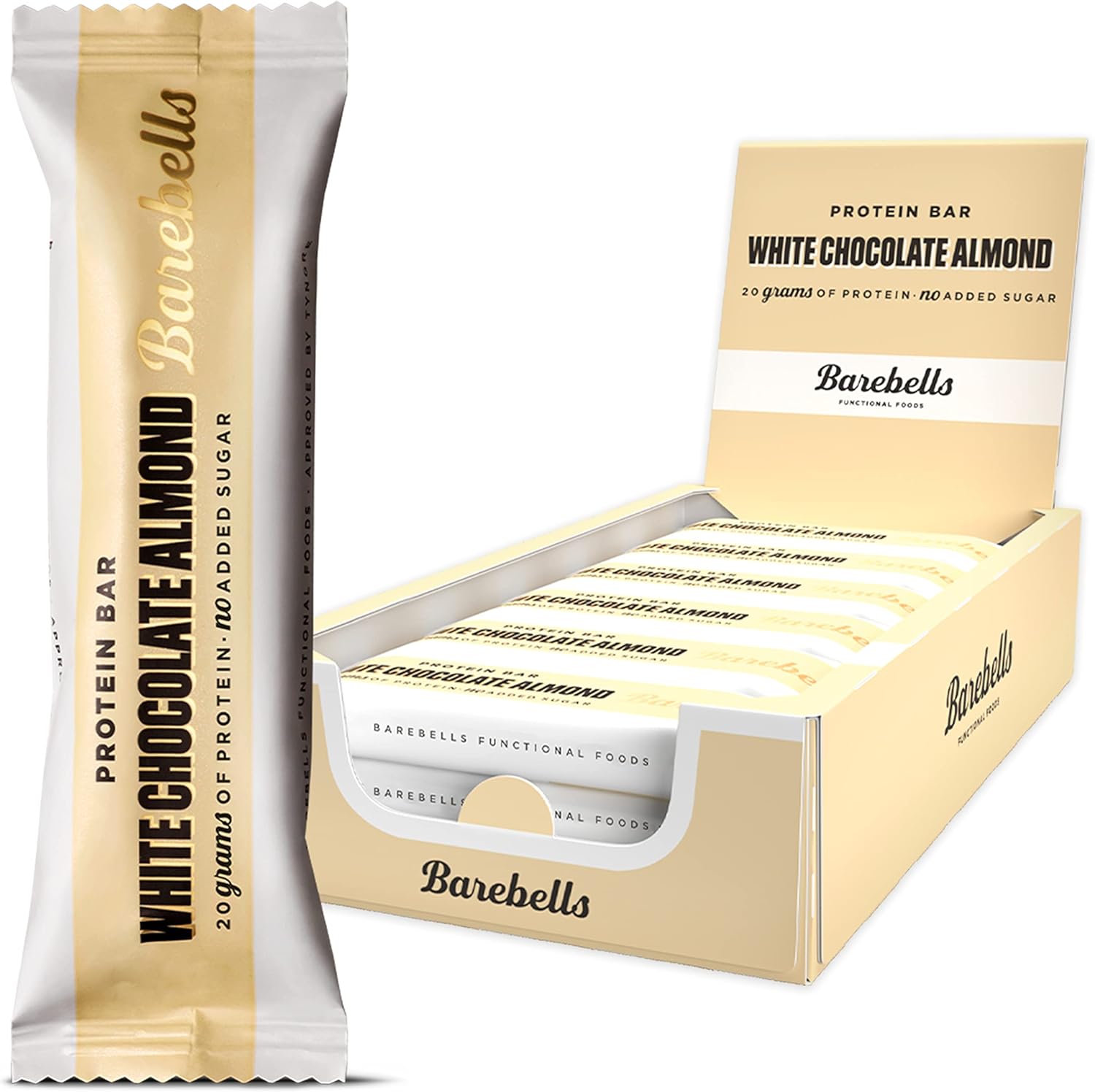 Barebells Protein Bars – Healthy Snacks, Protein Snacks for Breakfast, Sugar Free Chocolate, Low Carb – 12 x 55g (White Chocolate Almond)