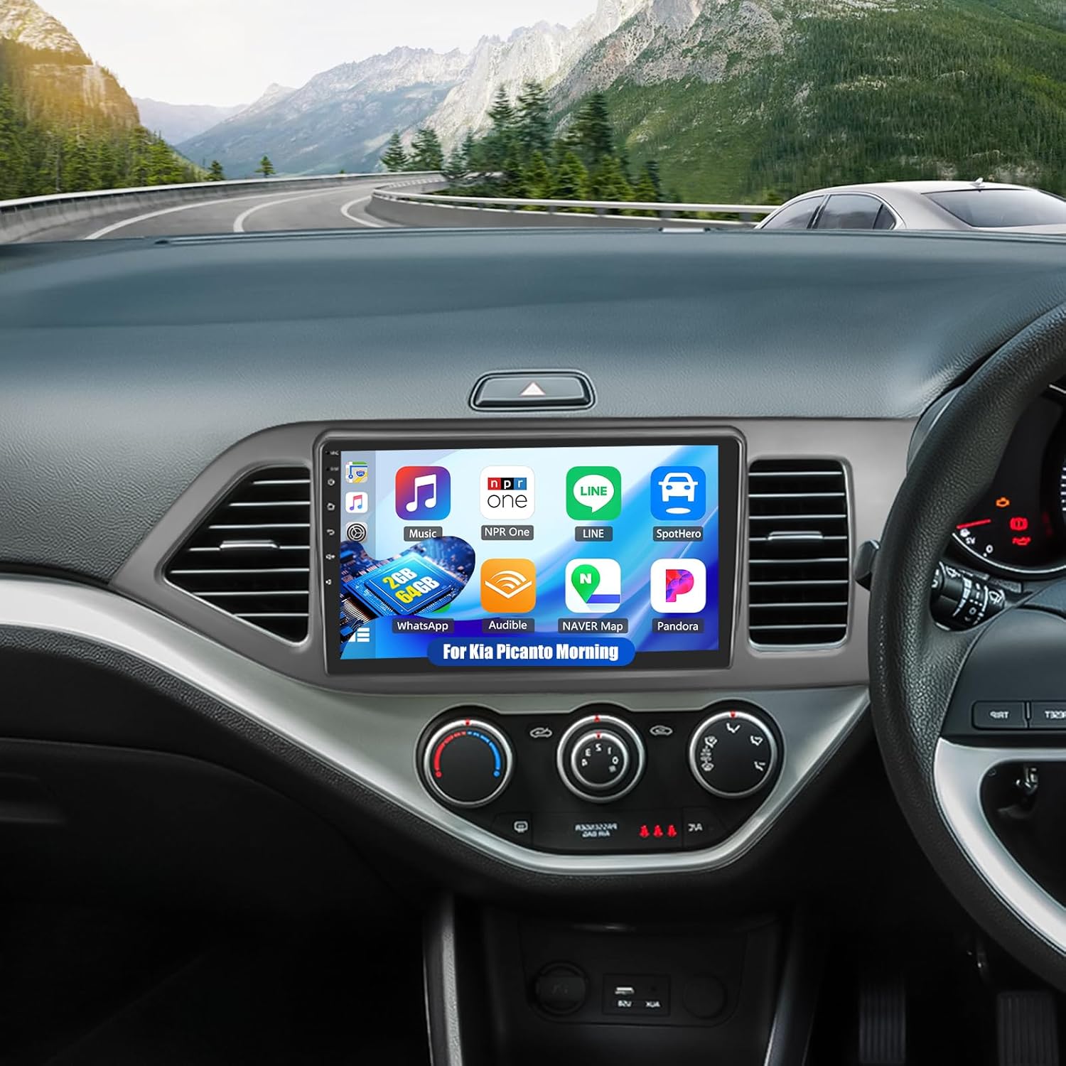 OiLiehu 2+64G Android 13 Car Stereo for Kia Picanto Morning 2011-2017 with Wireless CarPlay Android Auto, 9" Touchscreen 2 Din Radio with WiFi GPS Mirror Link Bluetooth EQ FM RDS SWC Backup Camera