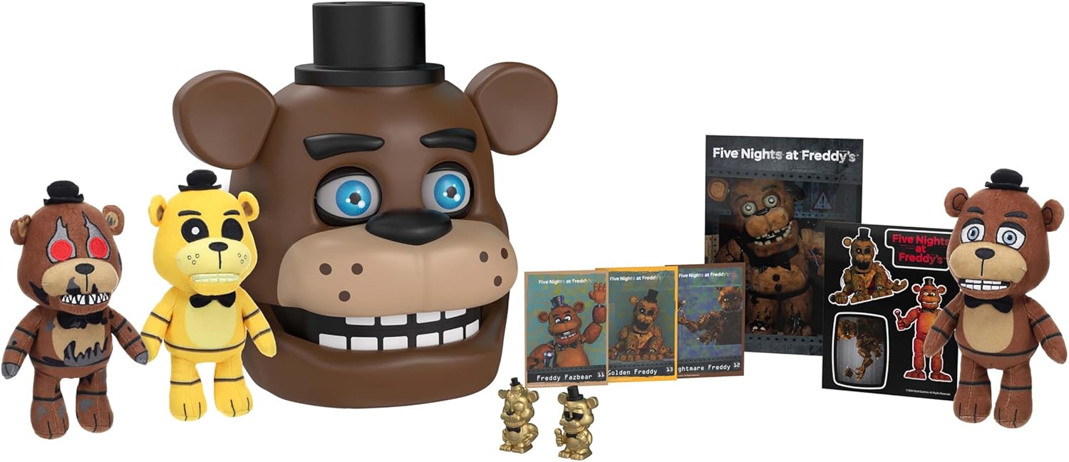 PhatMojo Five Nights at Freddy's - Freddy Fazbear Animatronic Bundle (11 Items, Blinking Eyes w/Lights & Sounds)